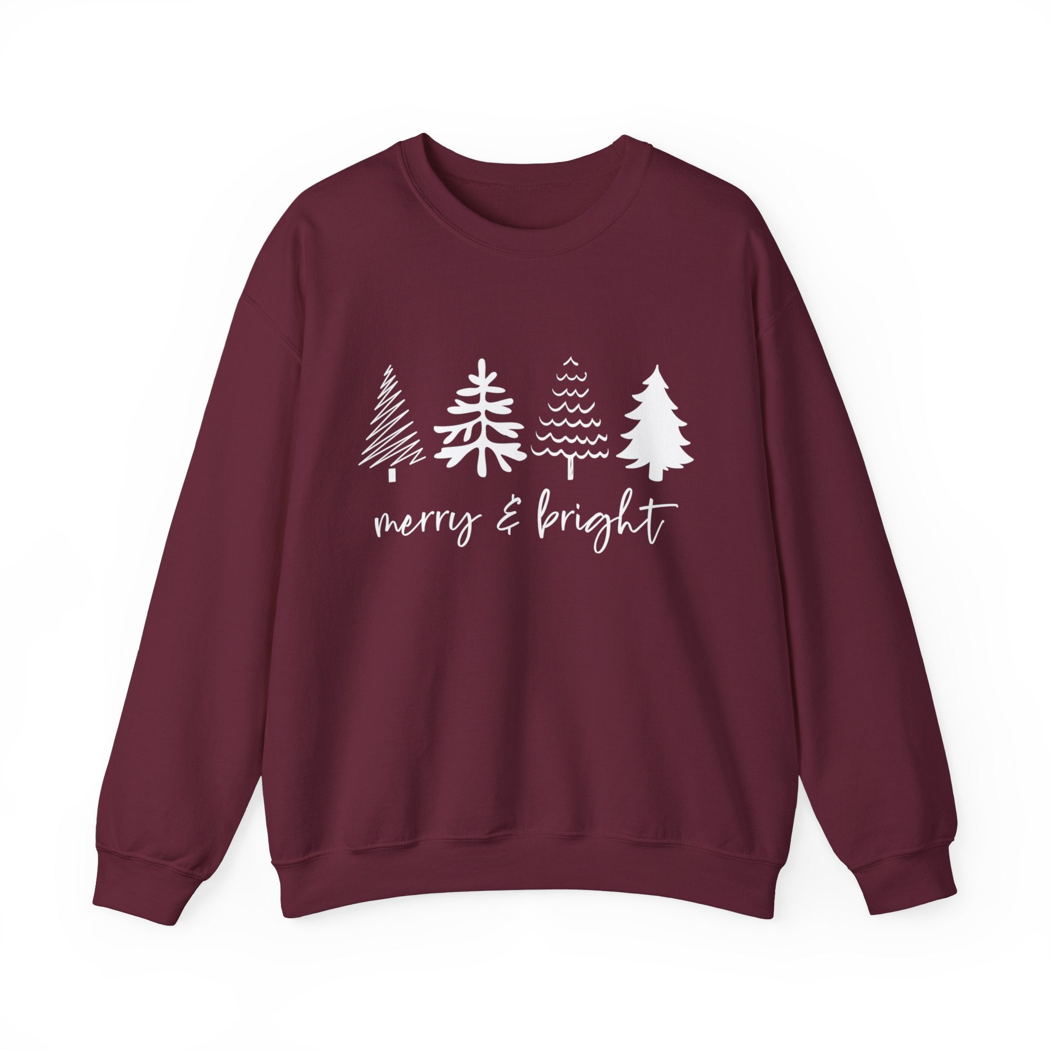 Merry & Bright Christmas Trees Sweatshirt, Merry and Bright Trees, Christmas Sweatshirt, Holiday Sweater, Womens Holiday Sweatshirt, Christmas Shirt, Winter Shirt