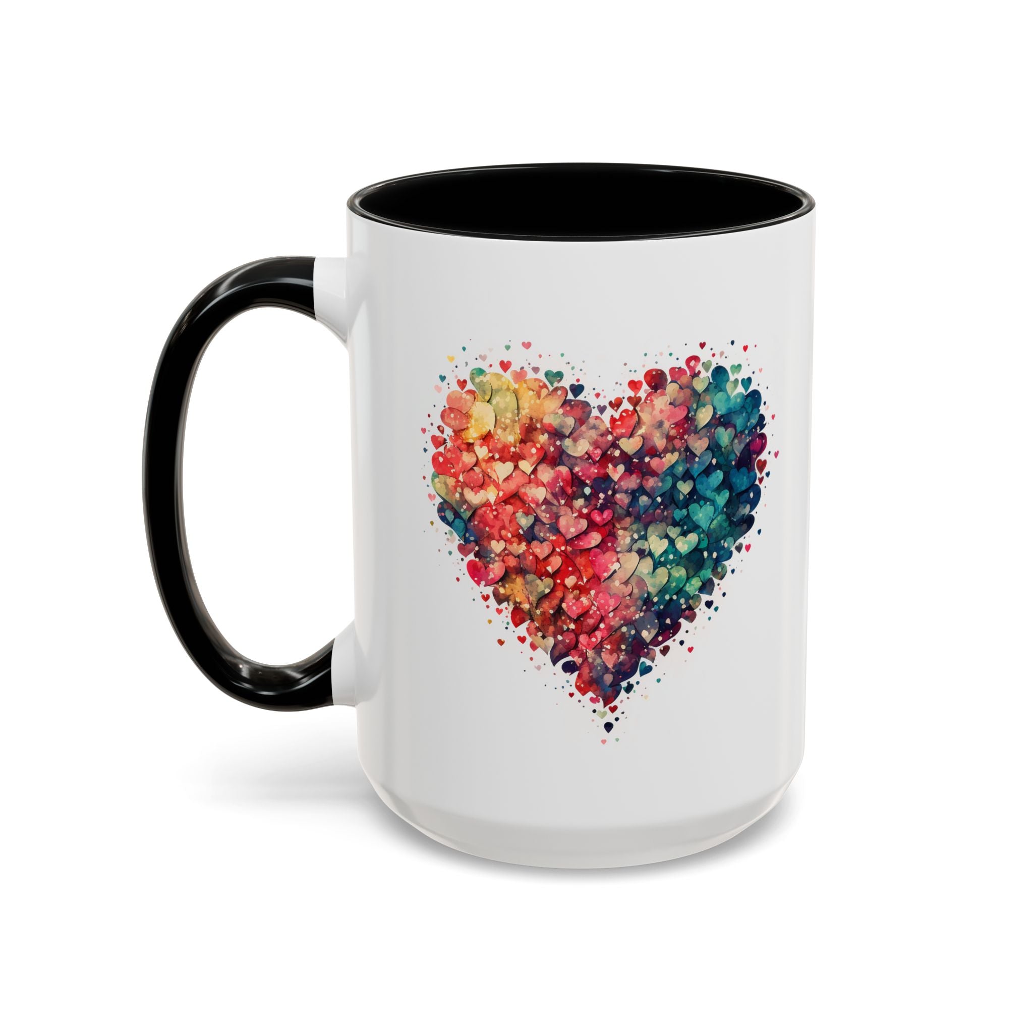 Watercolor Heart Coffee Mug, Heart Mug, Two-Tone Coffee Mugs, 11oz & 15oz Mug, Watercolor Heart Mug