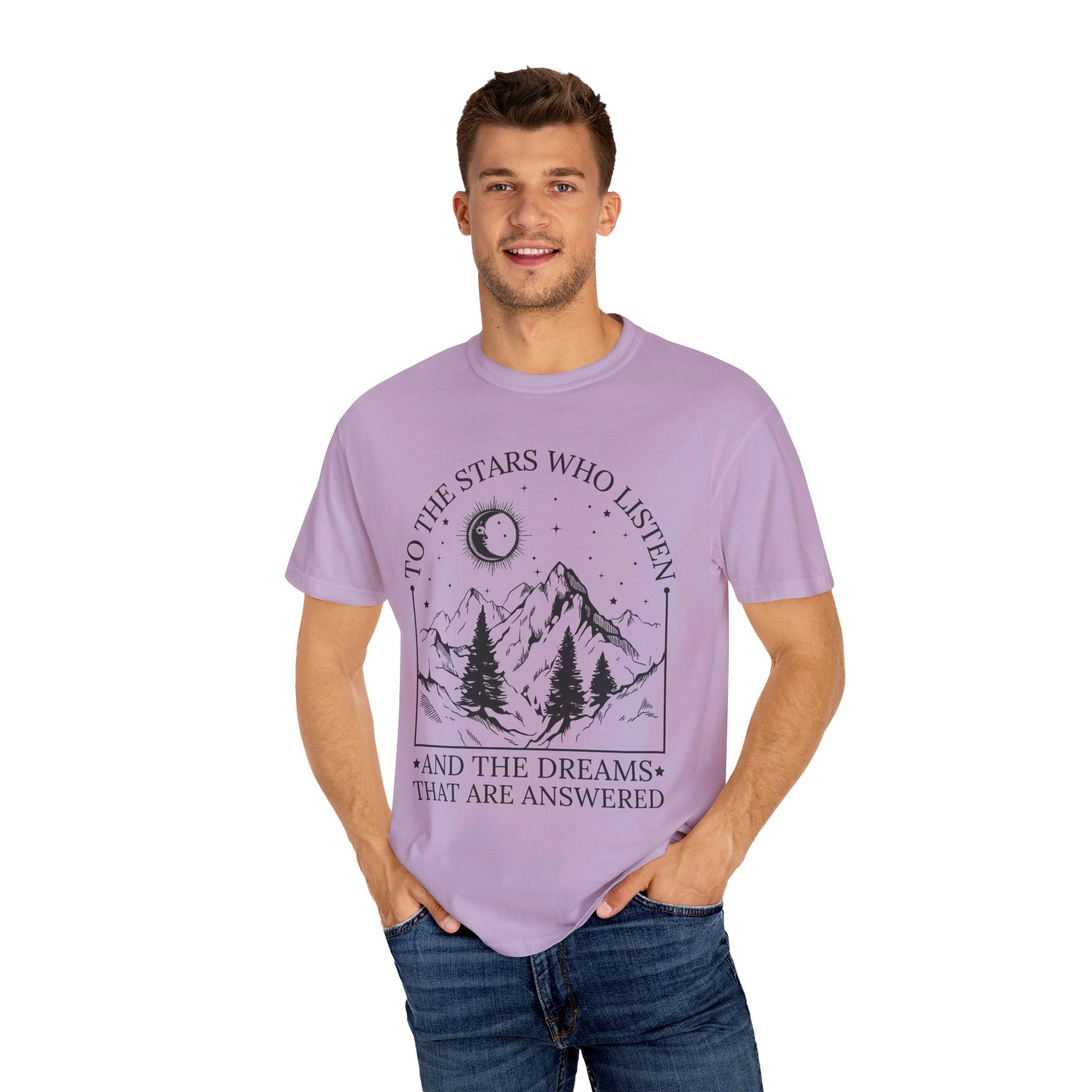 To The Stars Who Listen and the Dreams that are Answered T Shirt, City of Starlight Shirt, Night Court Shirt, Mountain and Stars Tee