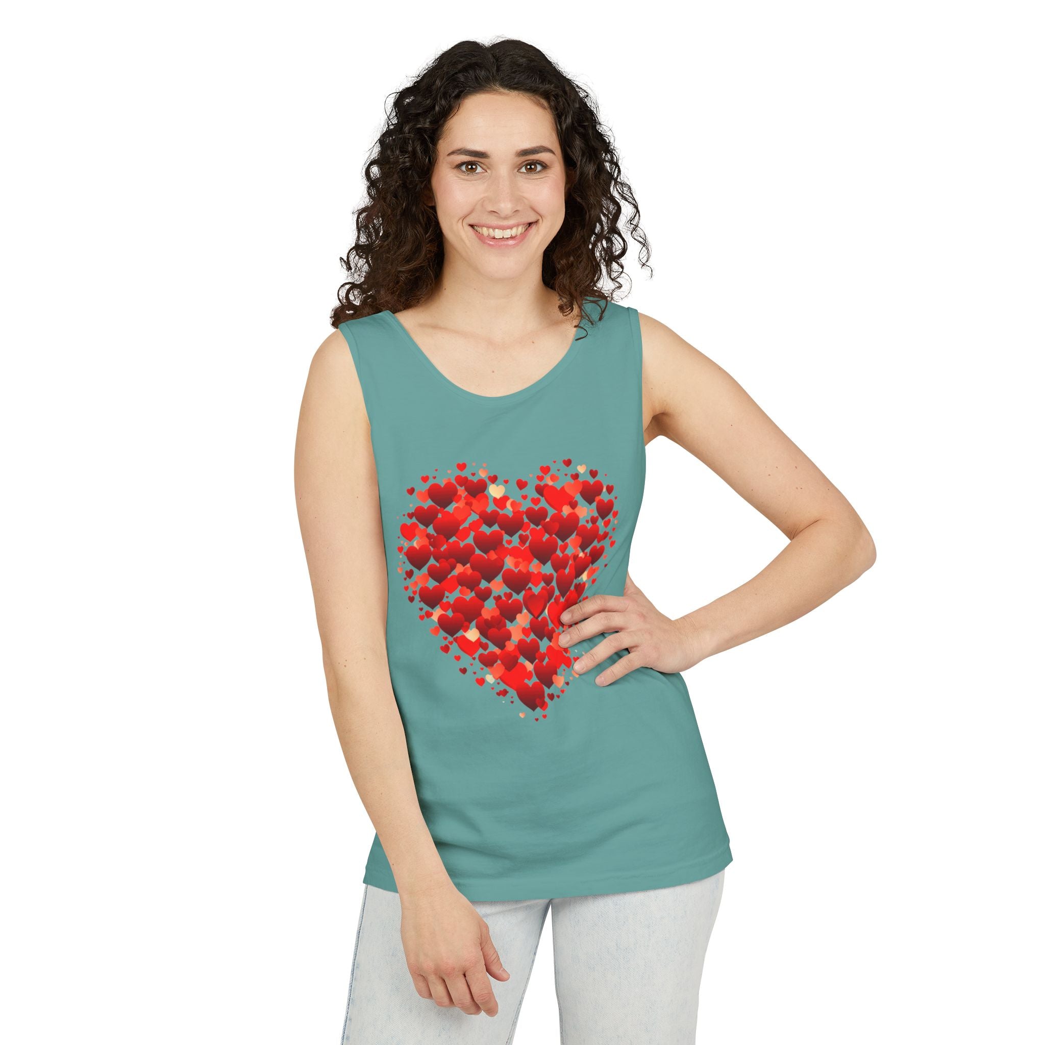 Double Red Heart Tank Top, Valentine Gift Top, Women Heart Gift, Love Heart Shirt, Cute Heart Shirt