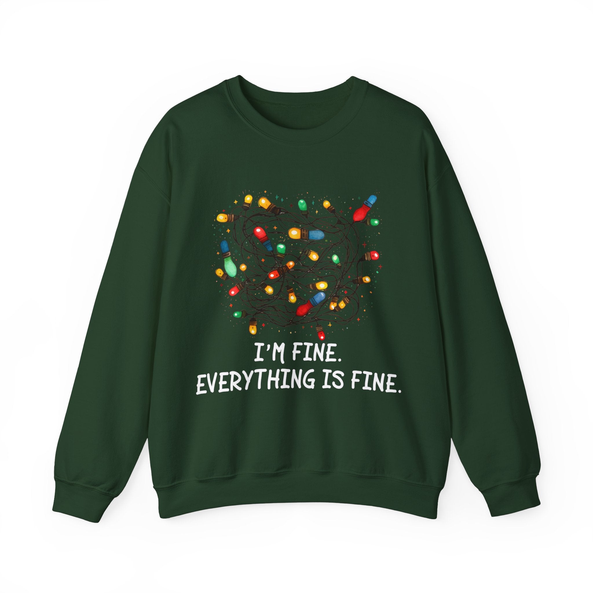 I'm Fine Everything Is Fine Sweatshirt, Christmas Sweatshirt, Sweatshirts Women, Christmas Sweatshirt Women, Christmas Lights Sweatshirt