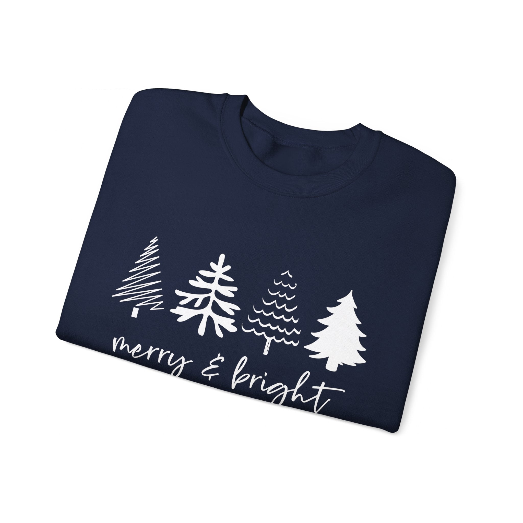 Merry & Bright Christmas Trees Sweatshirt, Merry and Bright Trees, Christmas Sweatshirt, Holiday Sweater, Womens Holiday Sweatshirt, Christmas Shirt, Winter Shirt