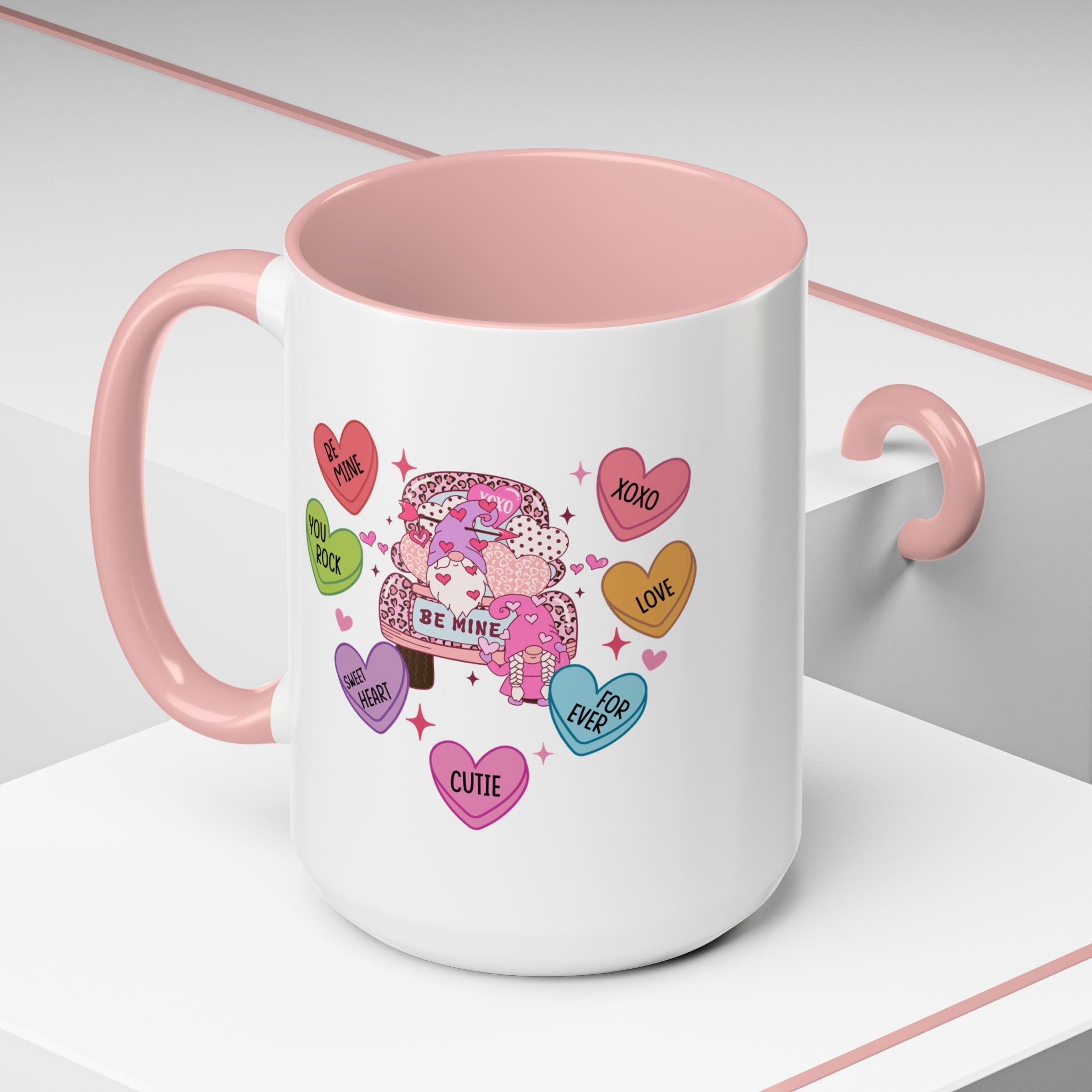 Candy Hearts Coffee Mug, Valentine's Conversation Hearts Mug, Valentines Day Coffee Mug, 15 oz 11 oz Mug, Pink Hearts Coffee Mug, Valentines Kitchen, Gift for Her