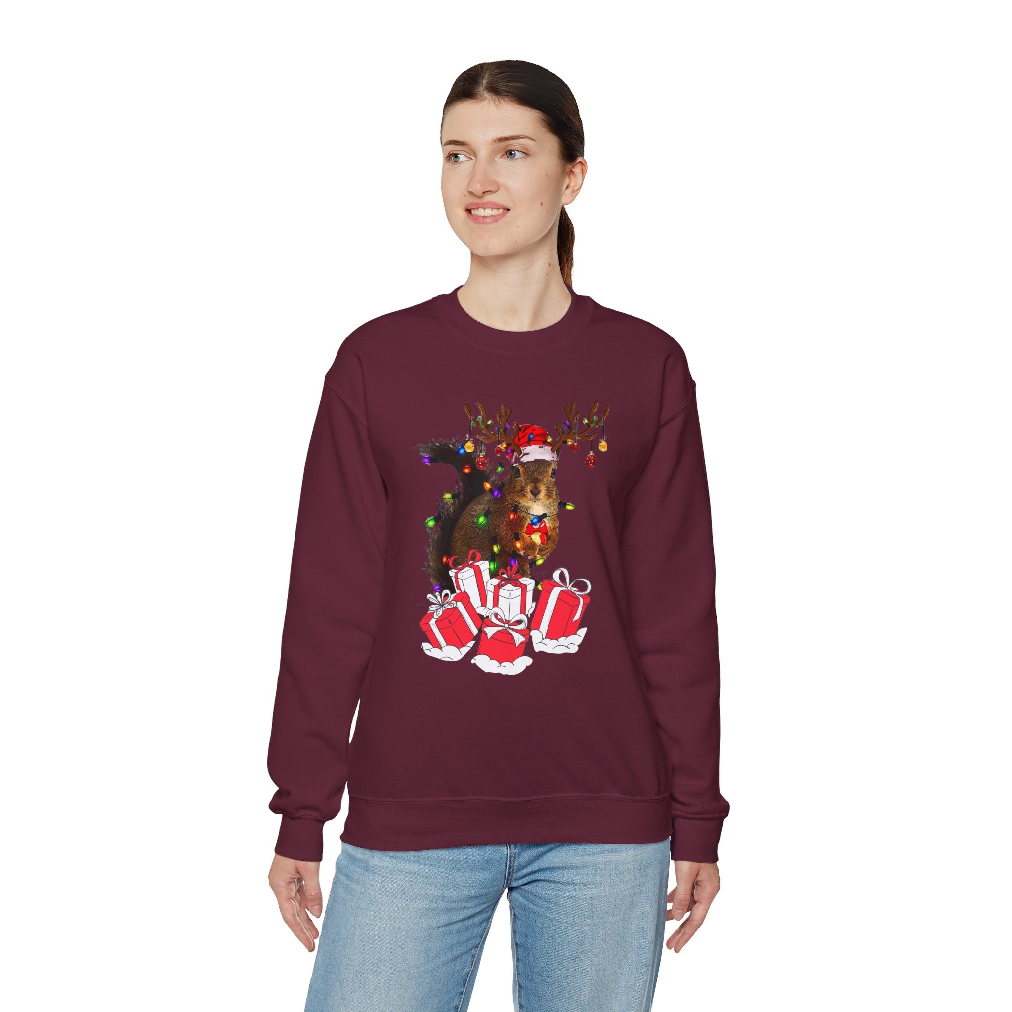 Christmas Squirrel Lights Sweatshirt, Christmas Sweatshirt, Funny Christmas Sweat, Christmas Gift Sweater, Holiday Crewneck