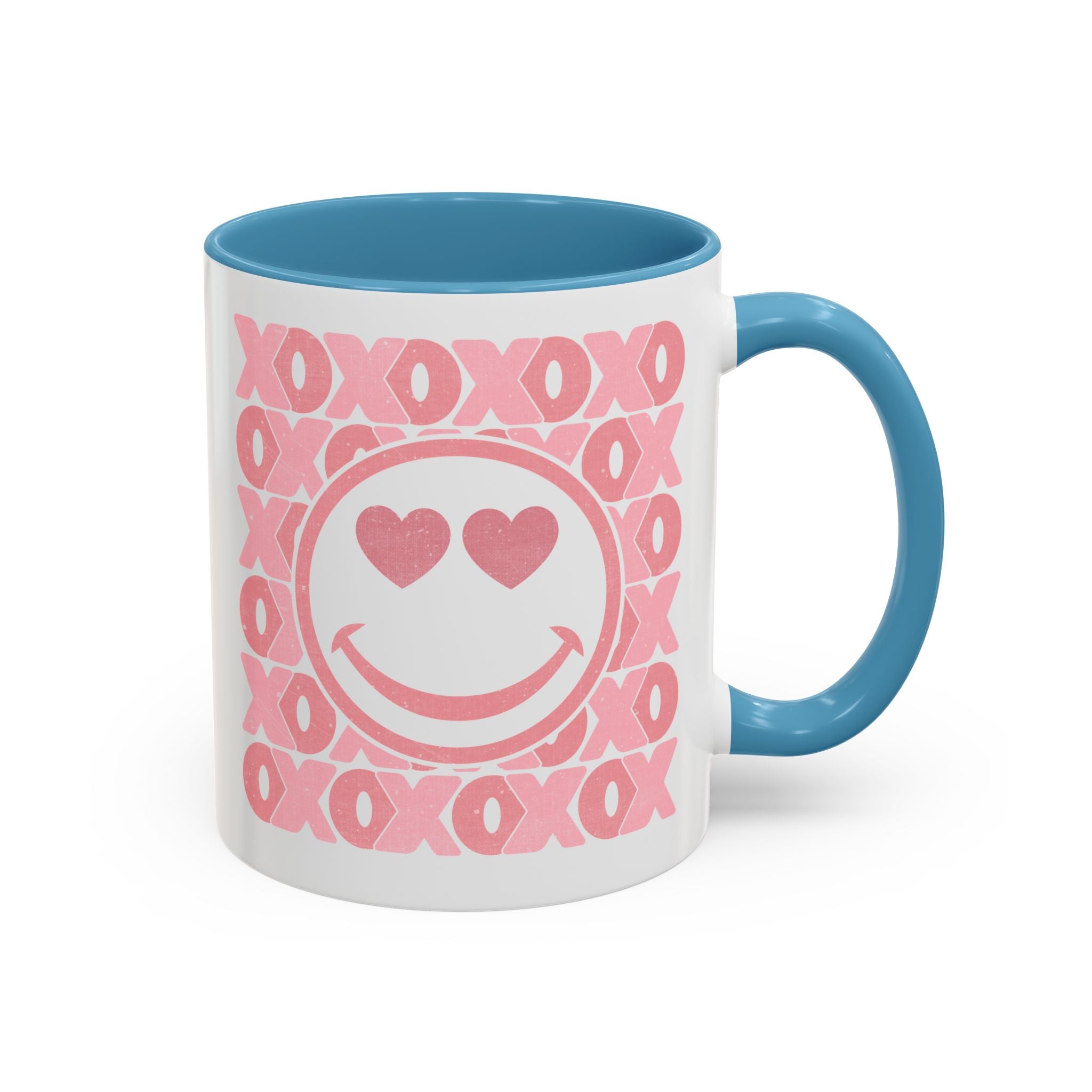 XOXO Smiley Face Coffee Mug, Pink Smiley Face Mug, Valentines Decor, Galentines gift, XOXO Coffee Cup, Party Favors, Cute Coffee Mug