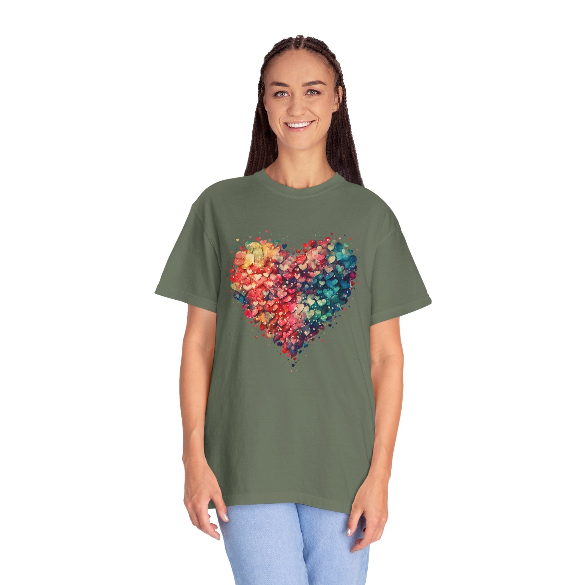 Valentines Watercolor Hearts Shirt, Comfort Color Valentines Day Shirt, Womens Valentines Day Gift, Cute Heart Valentines Love Shirt