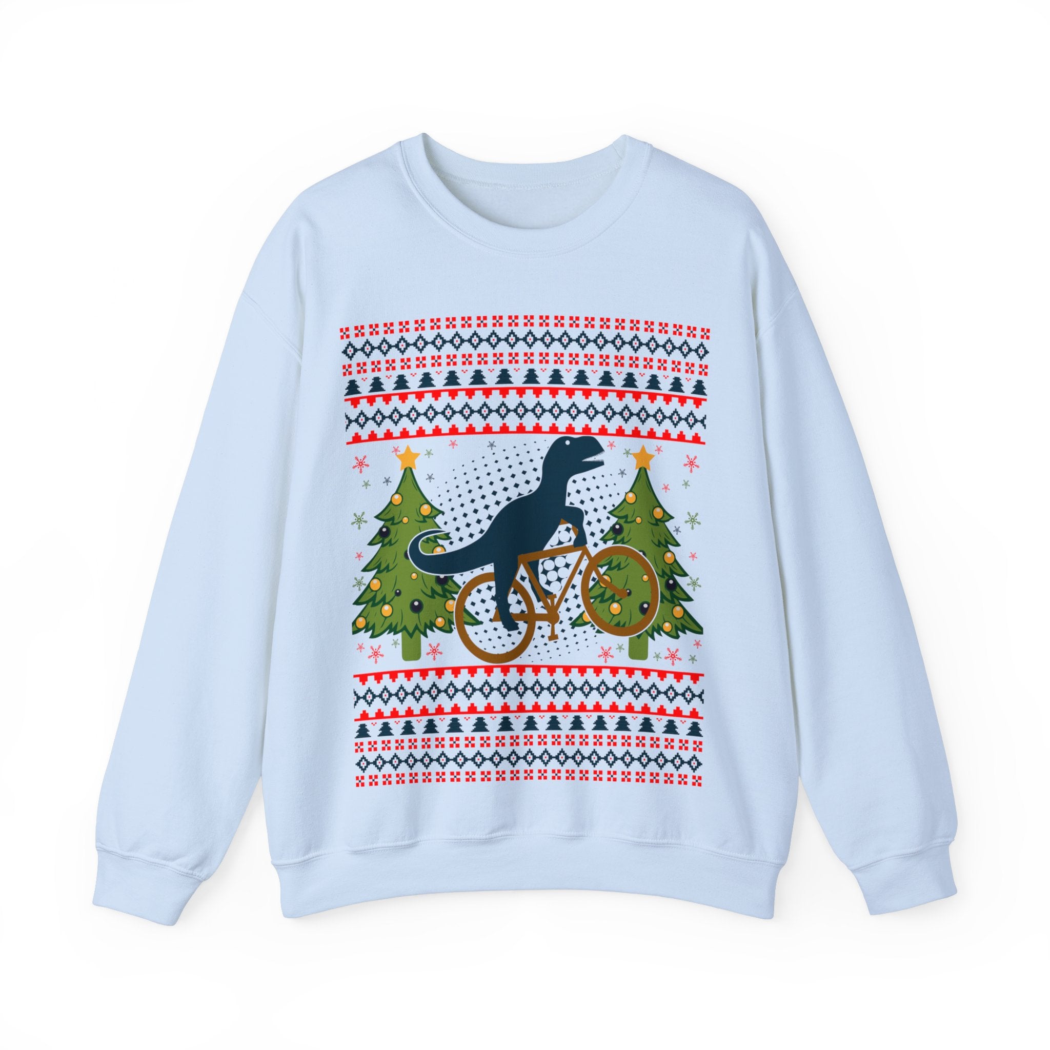 Ugly Christmas Dinosaur Riding Bike Sweater, Dinosaur Christmas Sweatshirt, Dino Riders shirt, Dinosaur on a Bike Shirt