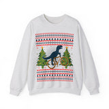 Ugly Christmas Dinosaur Riding Bike Sweater, Dinosaur Christmas Sweatshirt, Dino Riders shirt, Dinosaur on a Bike Shirt