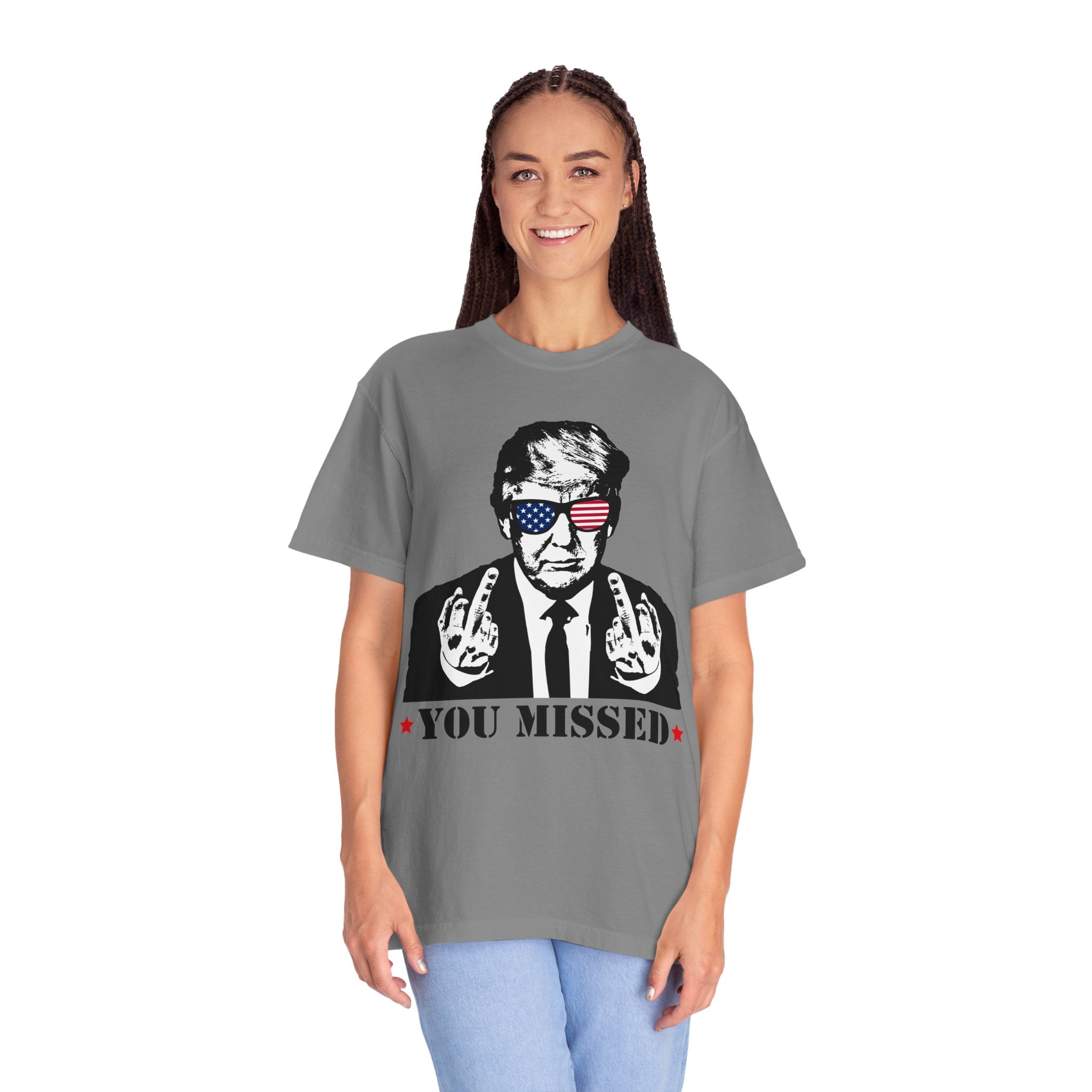 Trump Shirt, You Missed Trump Shirt, Assassination Attempt Trump T-Shirt, Middle Fingers Trump Tee, Presidential Election, Stand With Trump