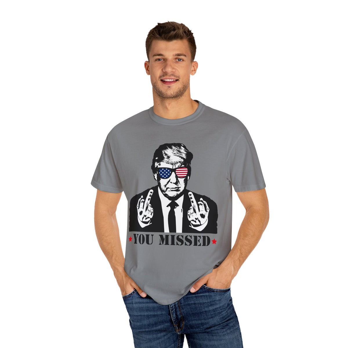 Trump Shirt, You Missed Trump Shirt, Assassination Attempt Trump T-Shirt, Middle Fingers Trump Tee, Presidential Election, Stand With Trump