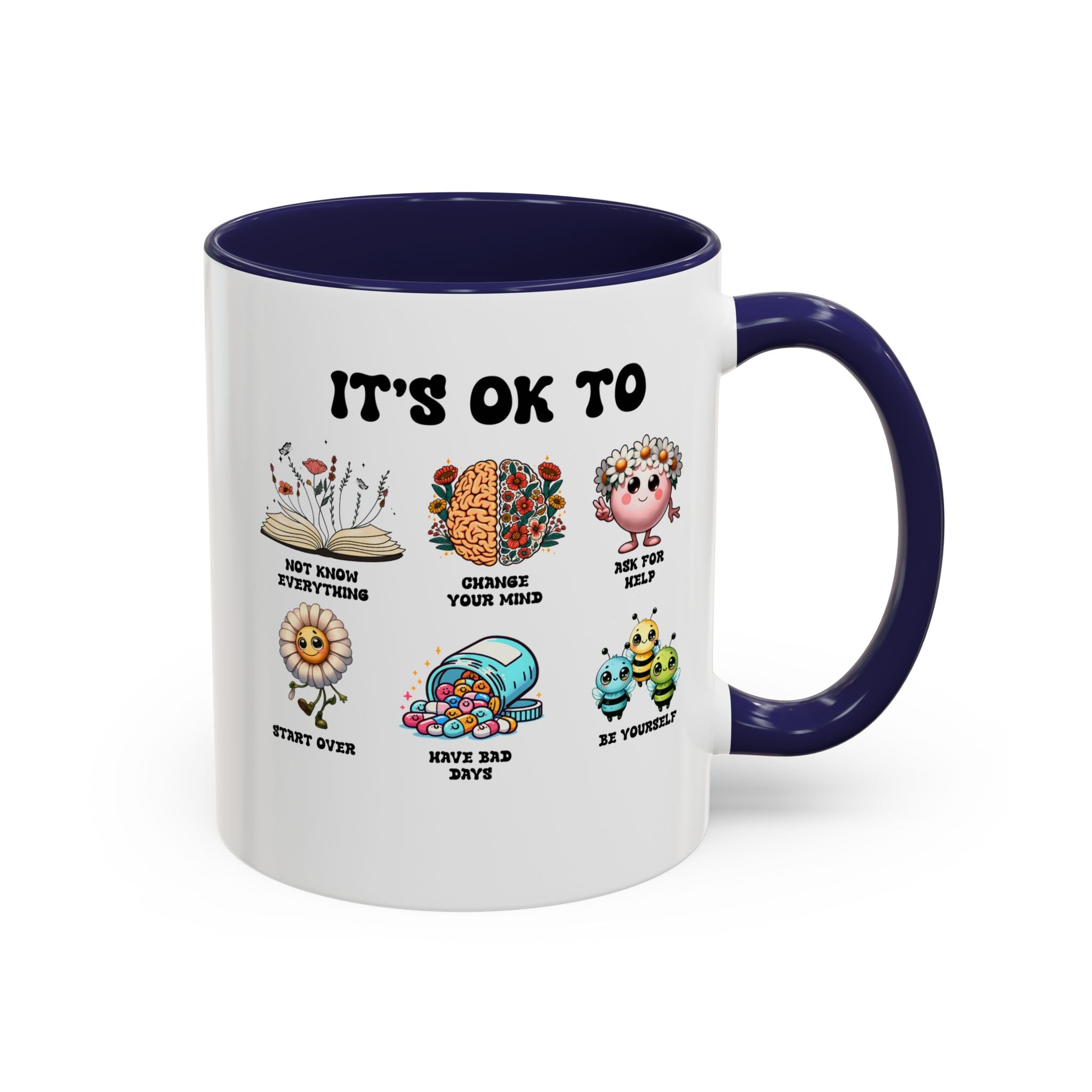 Teacher Coffee Mug, Mental Health Mug, Feeling Positive Mug, Diversity, Be Yourself, Therapist School Counselor Mug its ok