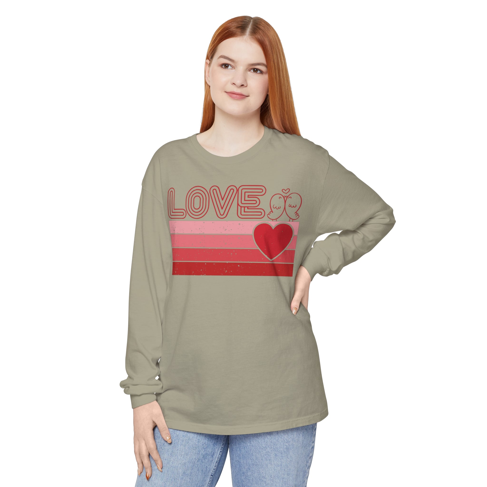 Retro Love Valentines Day Long Sleeve T-Shirt, Valentines Day Shirts For Woman, Heart Shirt, Cute Valentine Shirt, Valentines Day Gift, Valentines Gift