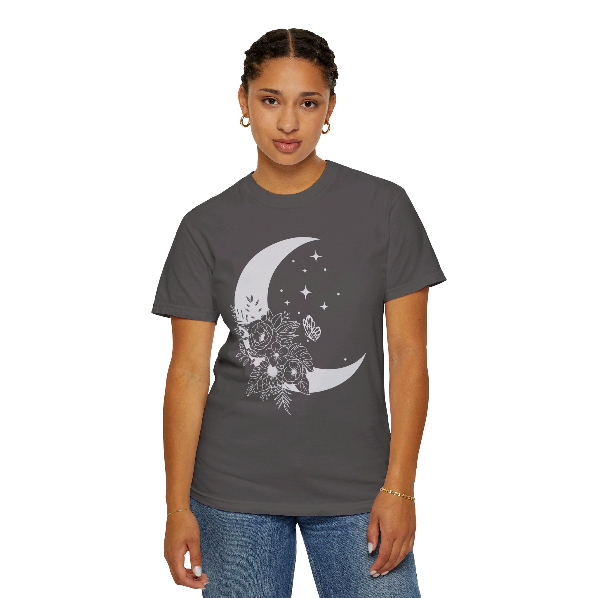 Floral Moon Shirt, Moon Shirt, Mystical Shirt, Moon Phases Shirt, Moon Boho Shirt, Astronomy T-Shirt, Wild Flower Tee, Wild Moon Shirt