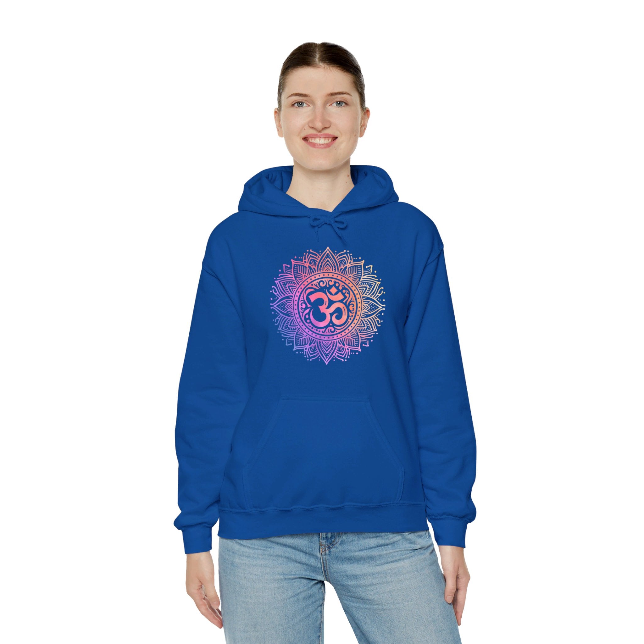 Sri Ohm Mandala Hoodie Om Yoga Meditation Spiritual Shirt Sacred Geometry Boho Unisex Hooded Flleece Sweatshirt