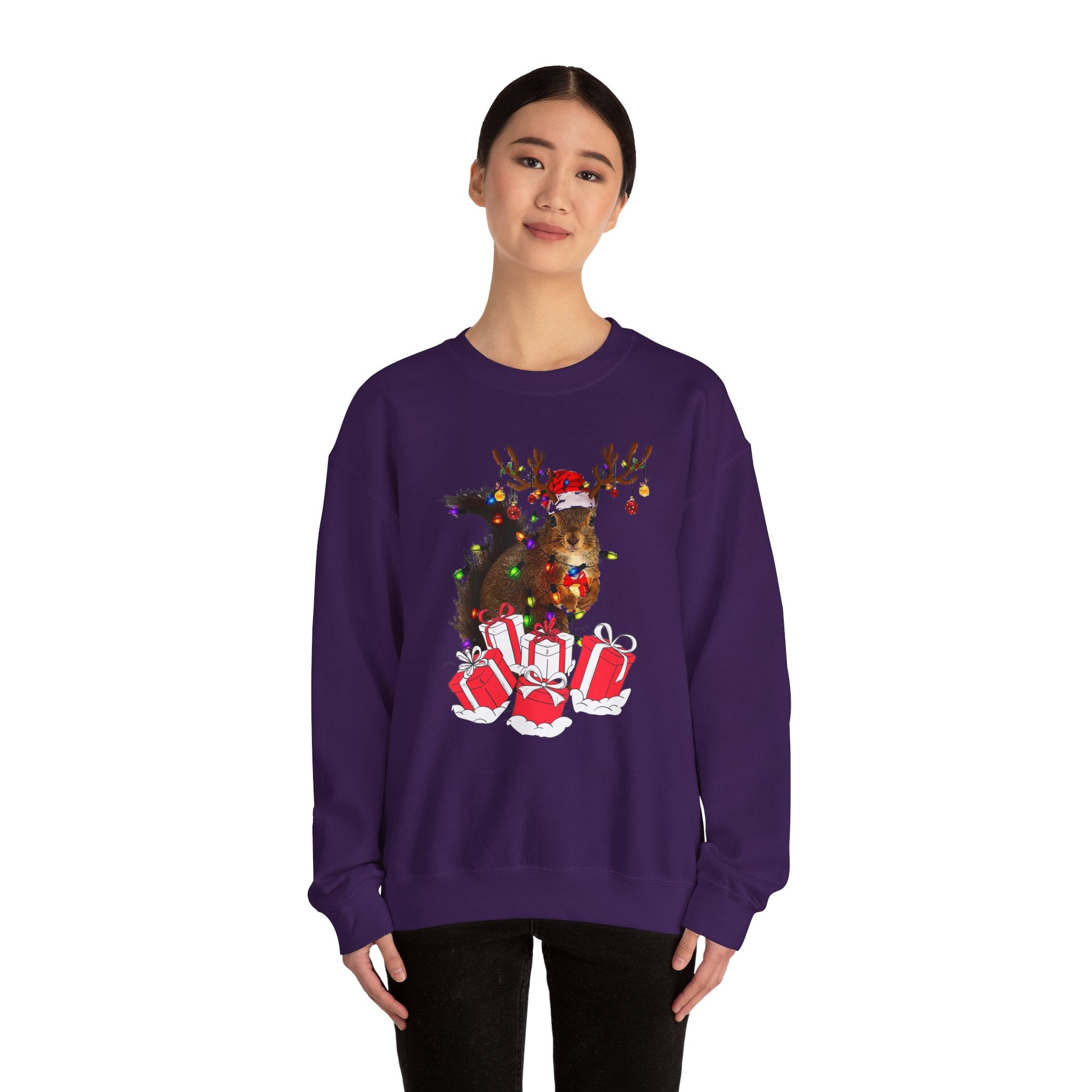 Christmas Squirrel Lights Sweatshirt, Christmas Sweatshirt, Funny Christmas Sweat, Christmas Gift Sweater, Holiday Crewneck