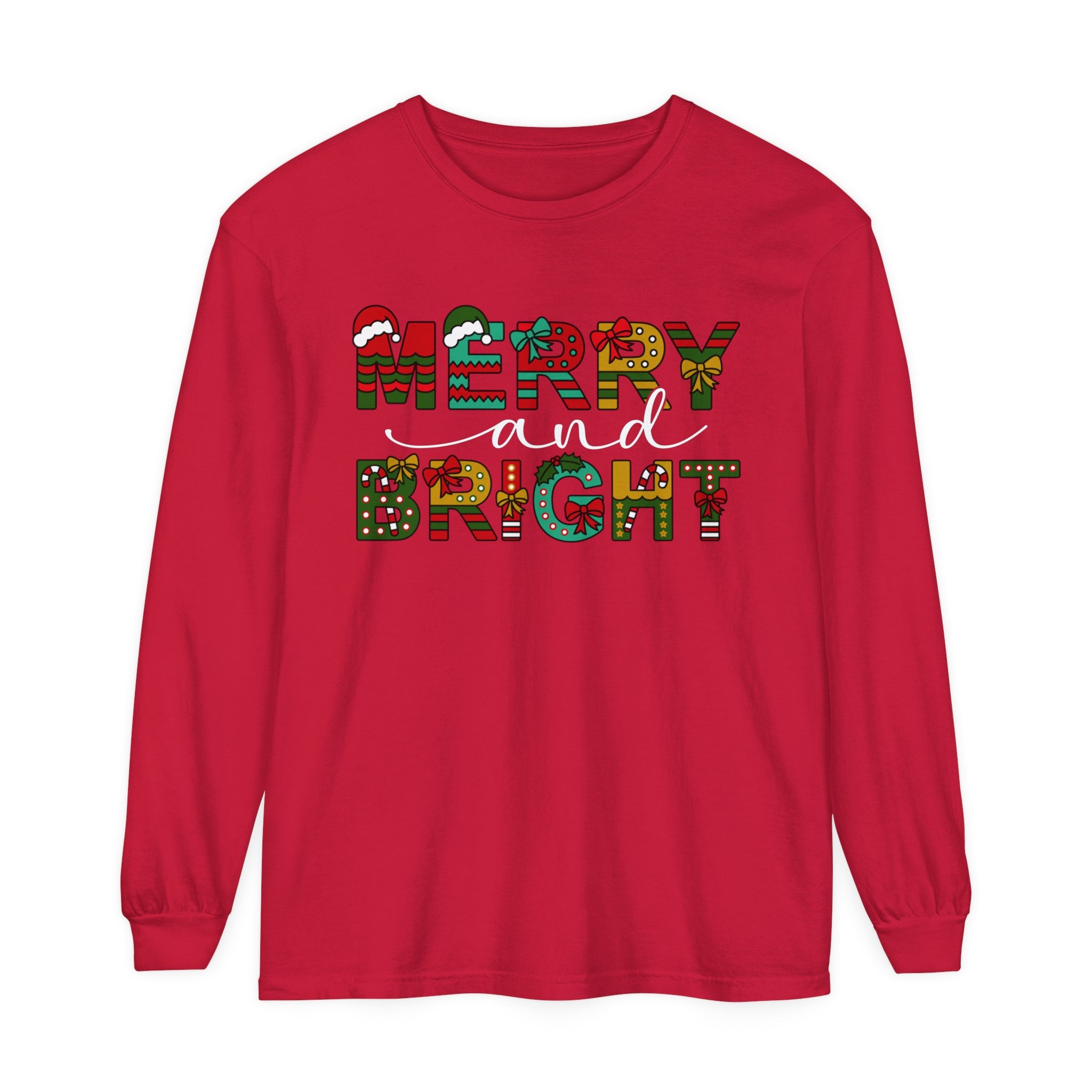 Merry and Bright Christmas Long Sleeve Shirts Christmas Shirts For Women Merry and Bright Shirt Cute Festive Gift Festive Holiday Shirts Cute XMAS Gift