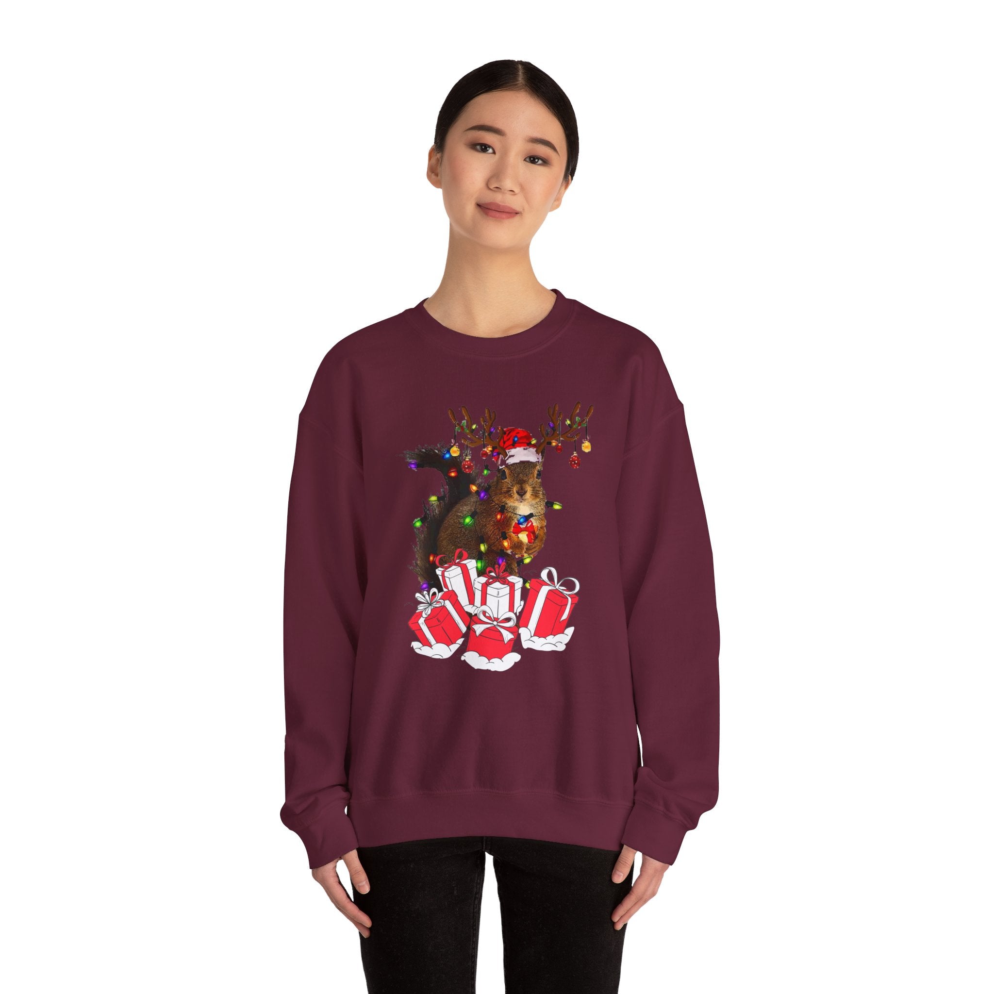 Christmas Squirrel Lights Sweatshirt, Christmas Sweatshirt, Funny Christmas Sweat, Christmas Gift Sweater, Holiday Crewneck