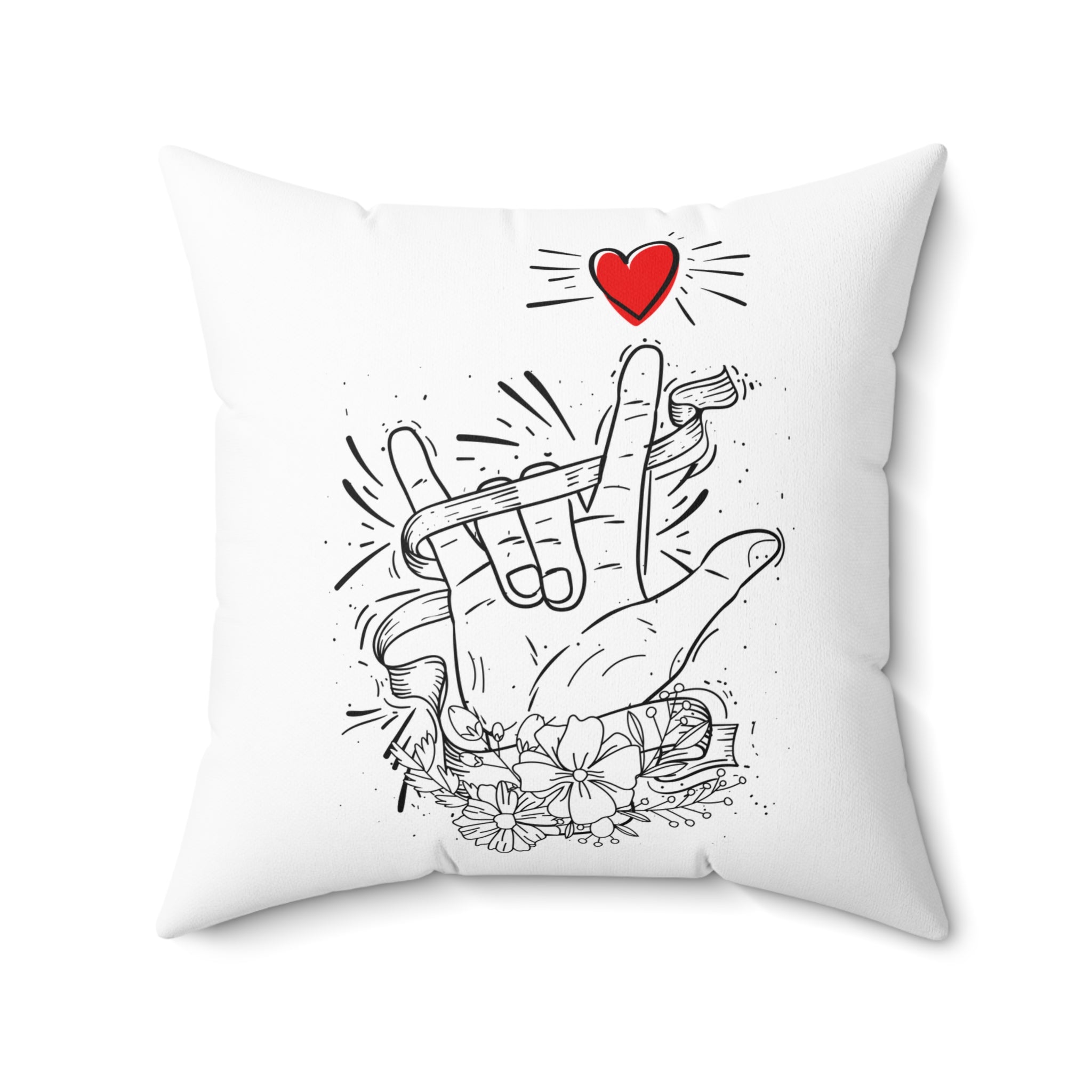 ASL I Love You Hand Heart Sign Language Throw Pillow, Love Hand Sign Pillow