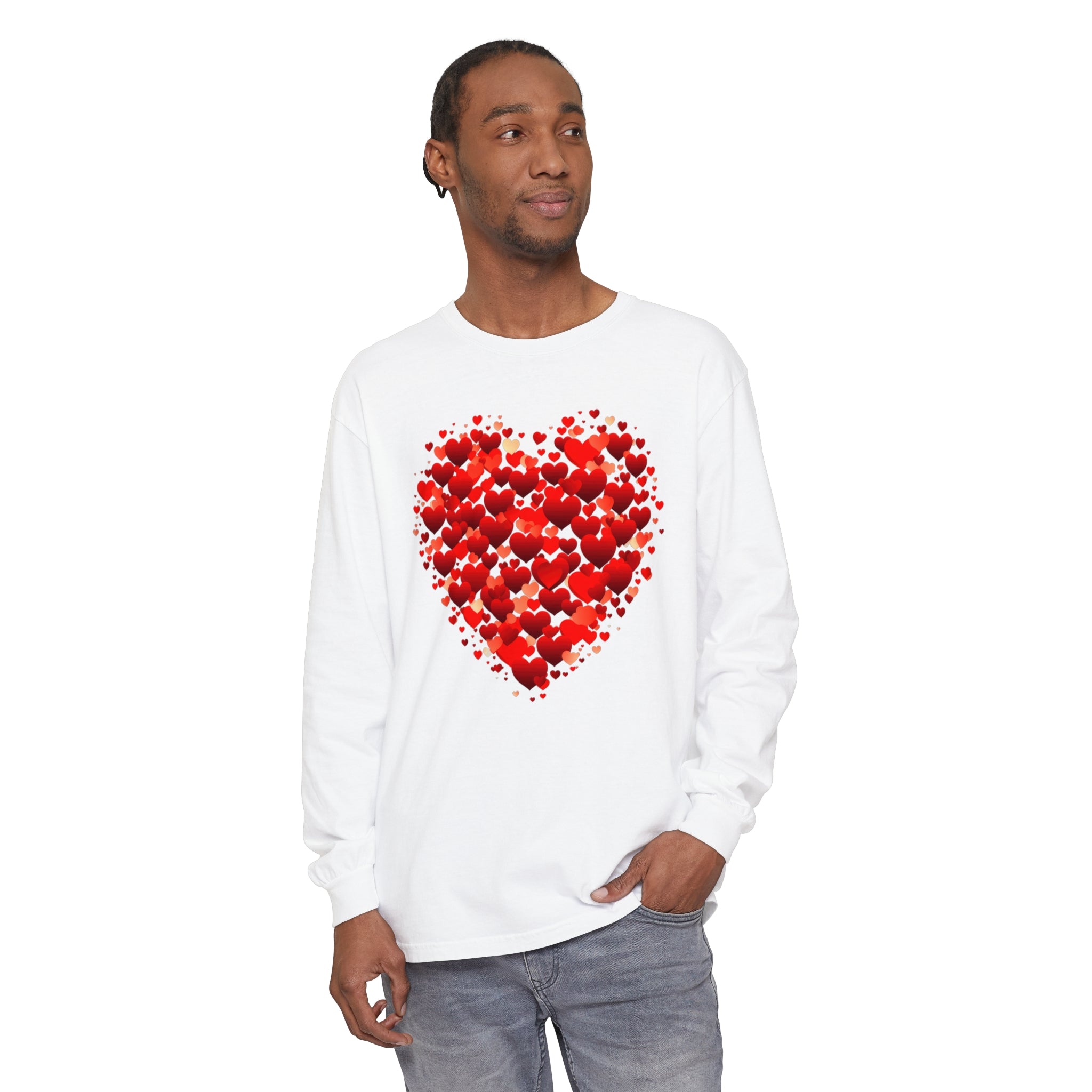 Valentines Day Red Heart Long Sleeve T-Shirt, Anniversary Love Long Sleeve Shirt, Double Heart Sweatshirt, Birthday Red Heart Shirt, Mothers Day Tee