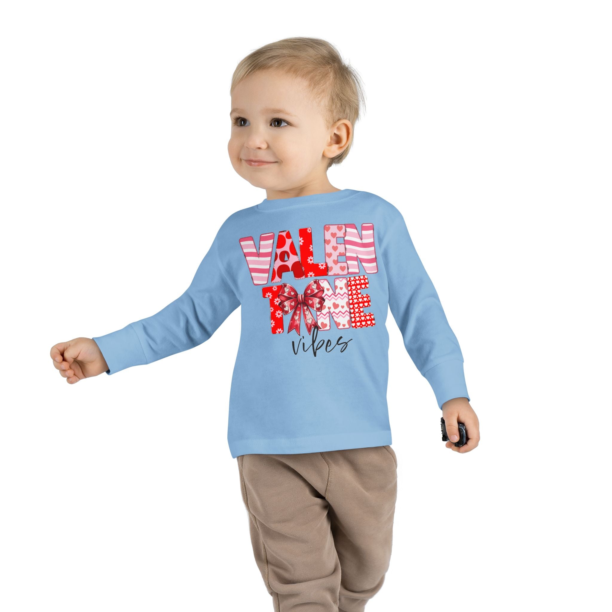 Valentine Vibes Toddler Long Sleeve, Coquette Valentine Vibes Kids T-shirt, Valentine's Day Toddler Tee, Gift For Her Him