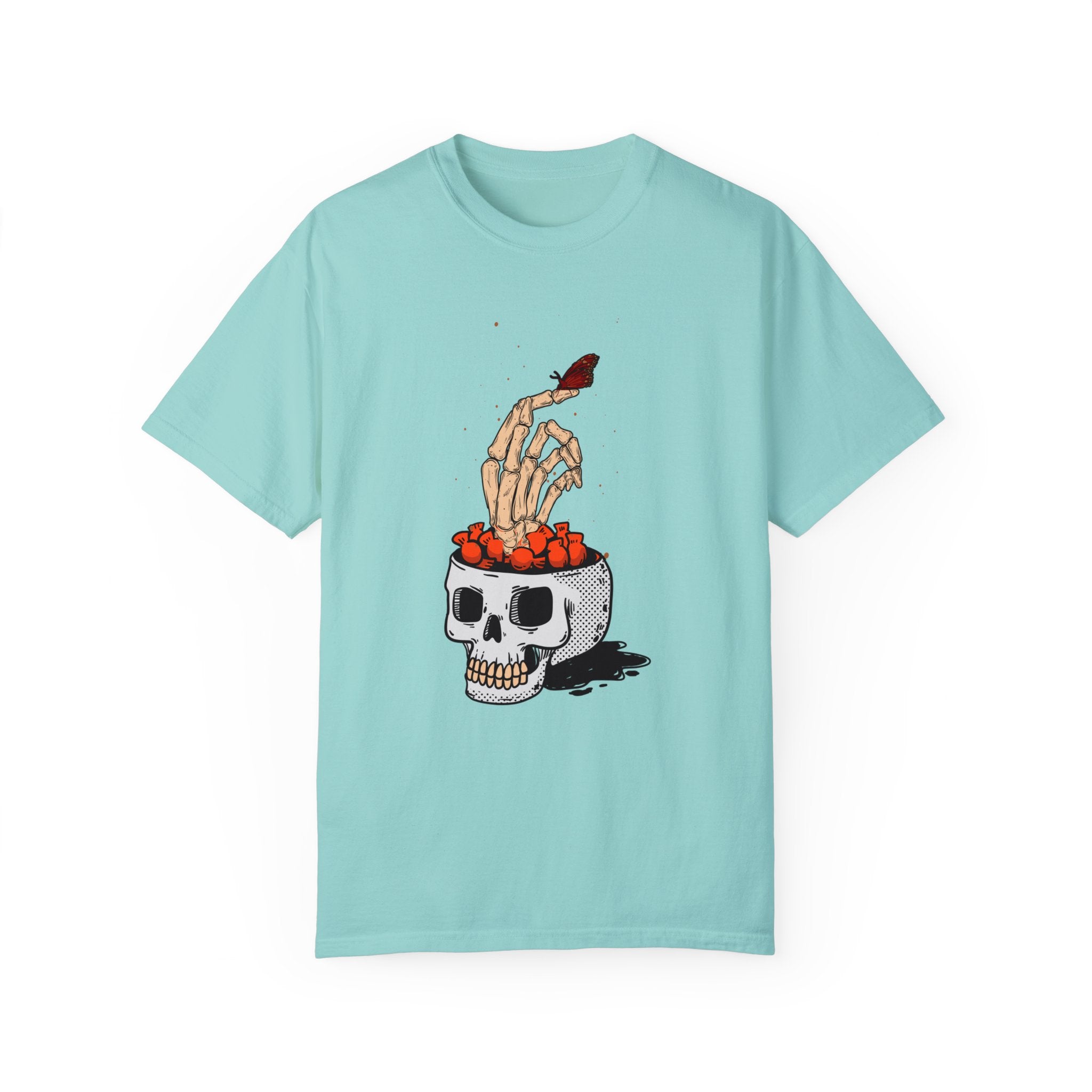 Skull skeleton hand halloween T-Shirt, Skeleton Hand T-Shirt, Skeleton Shirt, Horror Gift, Skeleton Rock Tee, Rock and Roll Shirt, Comfort Colors Shirt