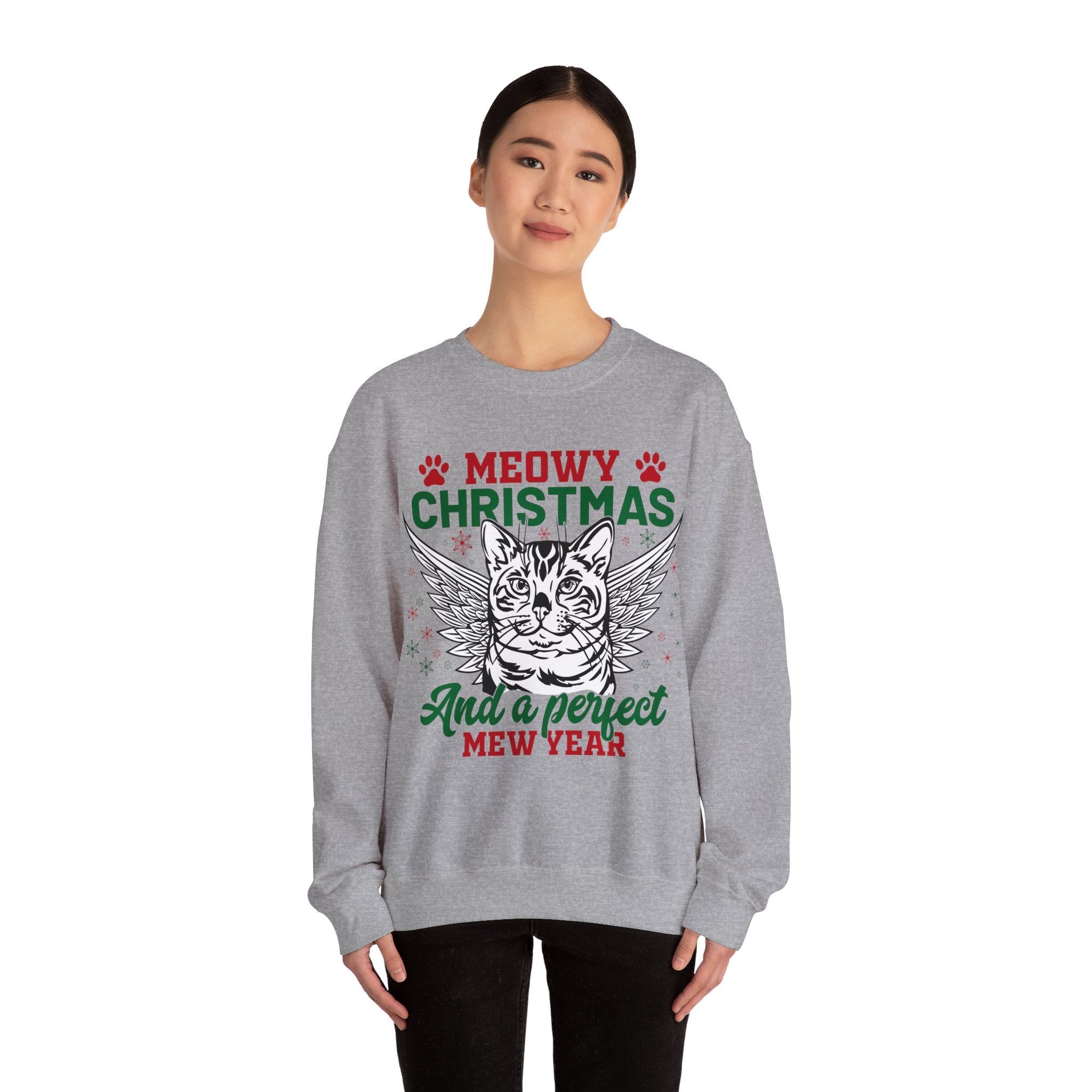 Christmas Cat Sweatshirt, Meowy Christmas Sweatshirt, Trendy Christmas Sweatshirt, Happy New Year, Funny Cat Sweatshirt, Meowy Sweatshirt