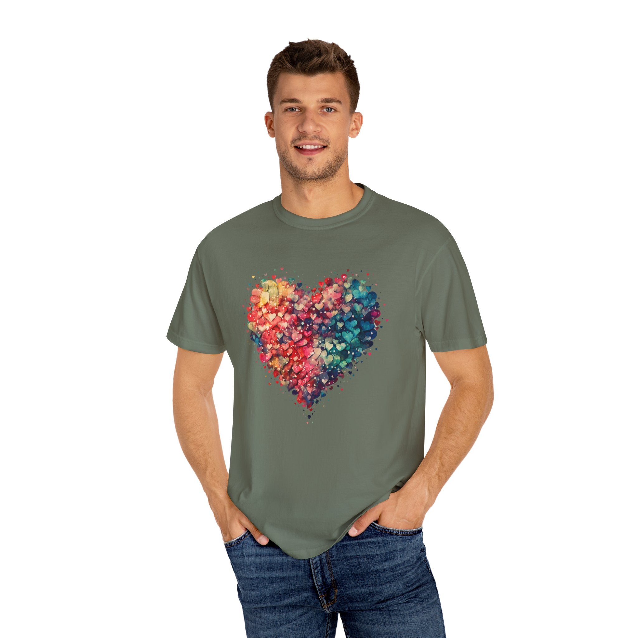 Valentines Watercolor Hearts Shirt, Comfort Color Valentines Day Shirt, Womens Valentines Day Gift, Cute Heart Valentines Love Shirt