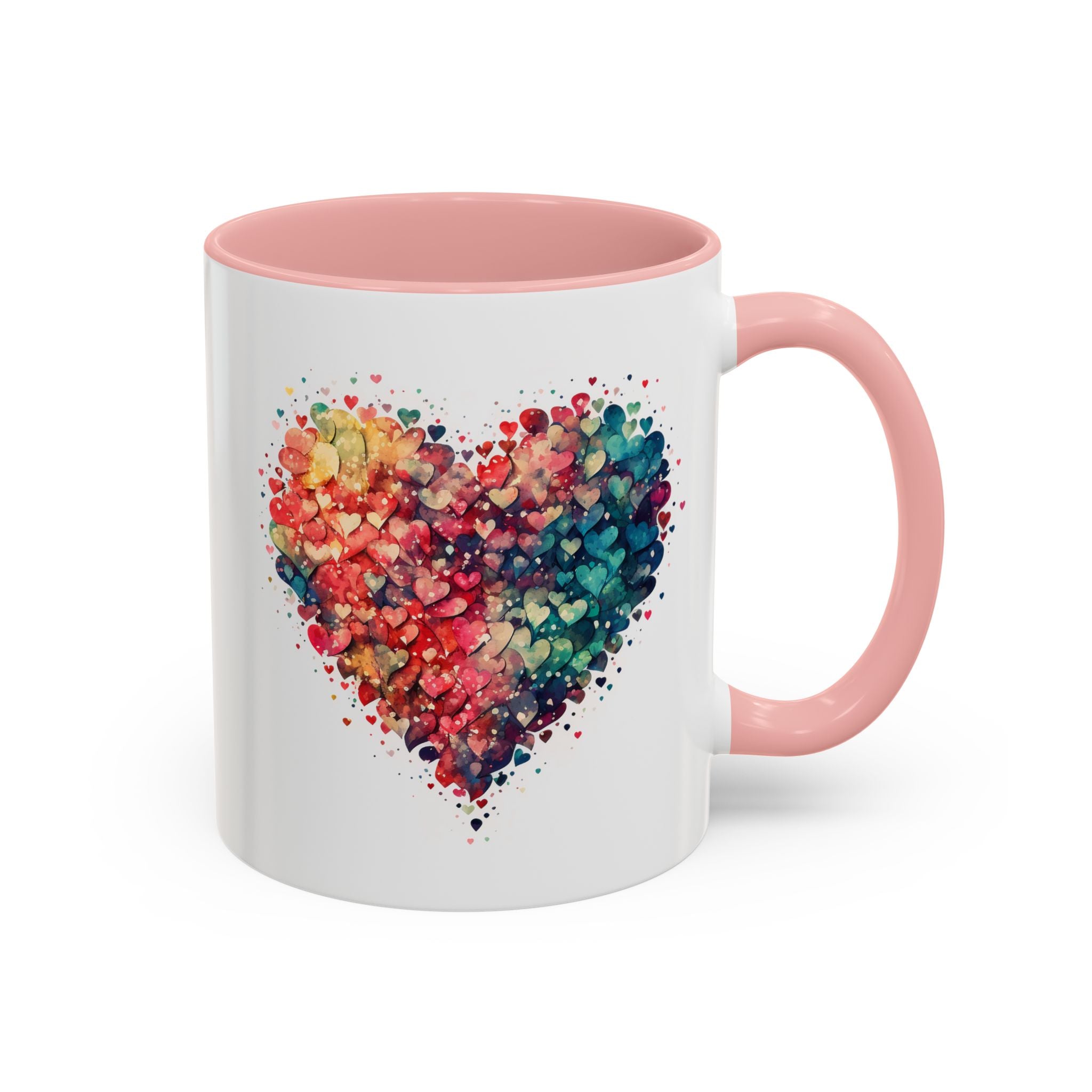 Watercolor Heart Coffee Mug, Heart Mug, Two-Tone Coffee Mugs, 11oz & 15oz Mug, Watercolor Heart Mug