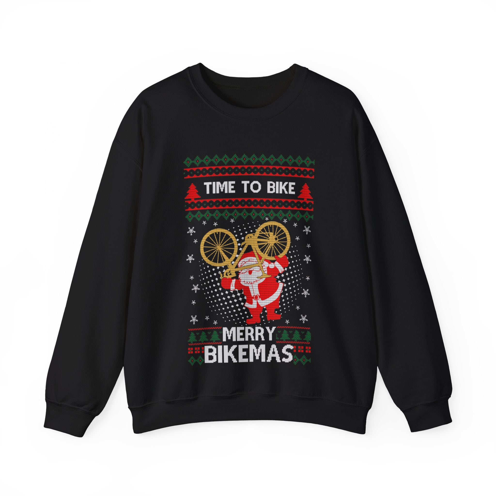 Ugly Christmas Cyclist Santa Sweatshirt, Time to Bike Shirt, Funny Bicycle Ugly Christmas Sweatshirt, Funny Cycling Shirt