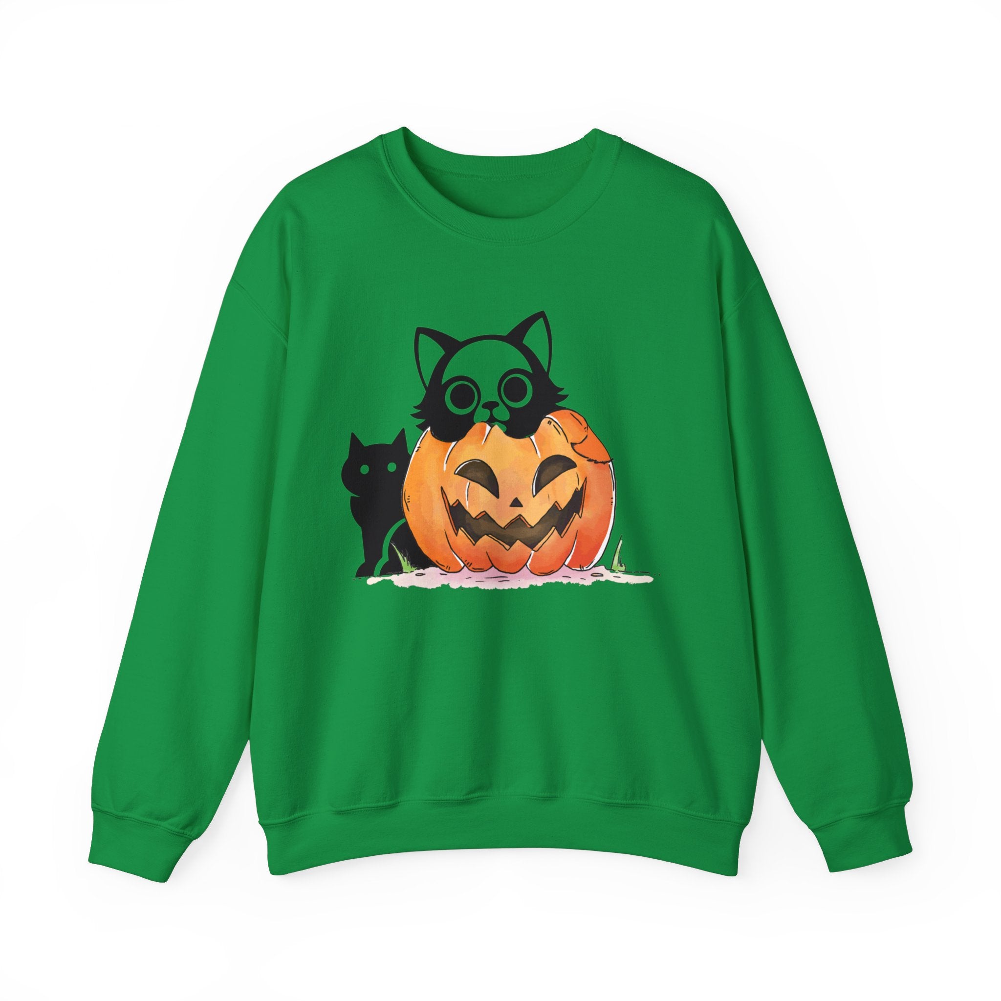 Black Cat Pumpkin Sweatshirt, Halloween Sweatshirt, Pumpkin shirt, Fall Sweatshirt for Women, Halloween Crewneck, Spooky Season, Bat top