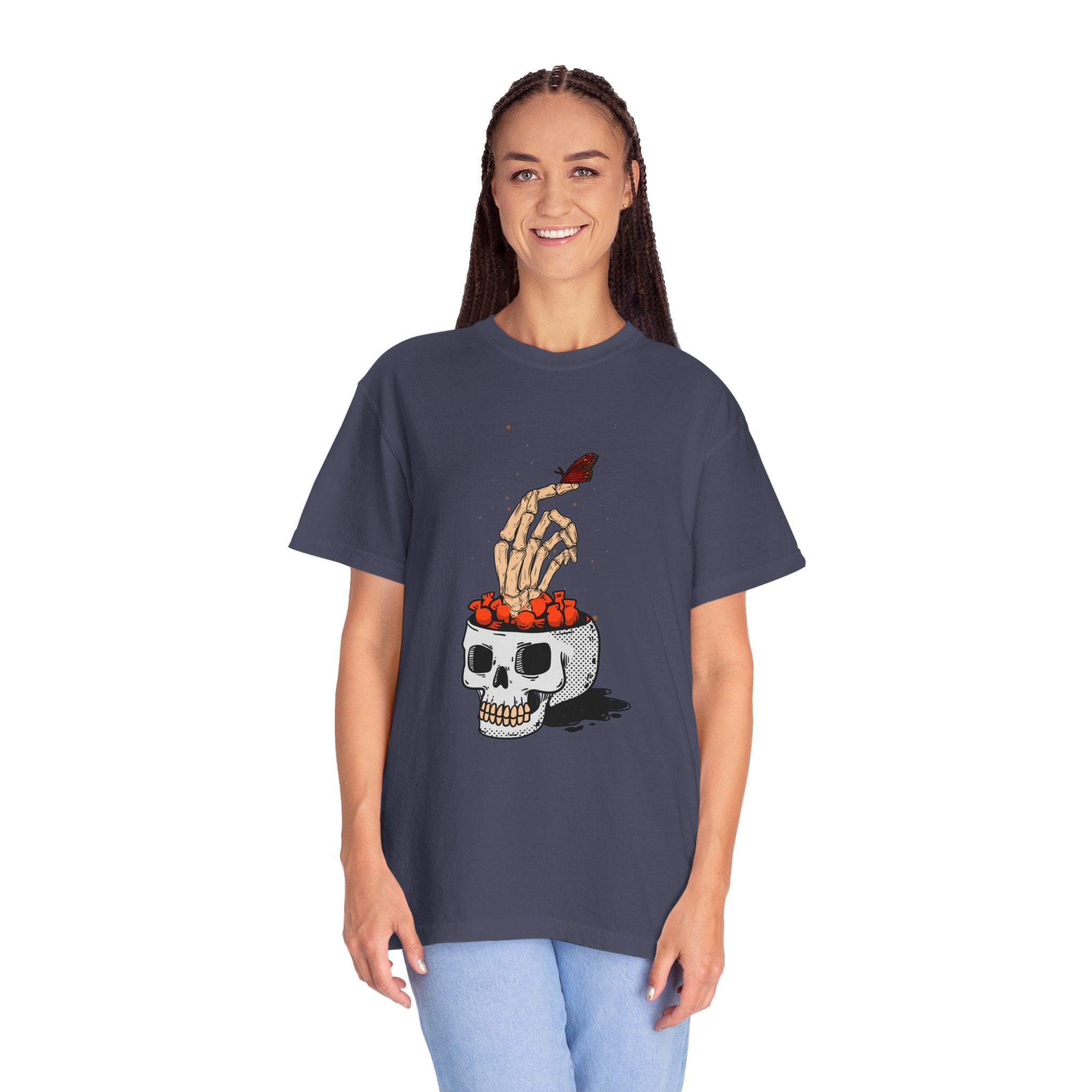 Skull skeleton hand halloween T-Shirt, Skeleton Hand T-Shirt, Skeleton Shirt, Horror Gift, Skeleton Rock Tee, Rock and Roll Shirt, Comfort Colors Shirt