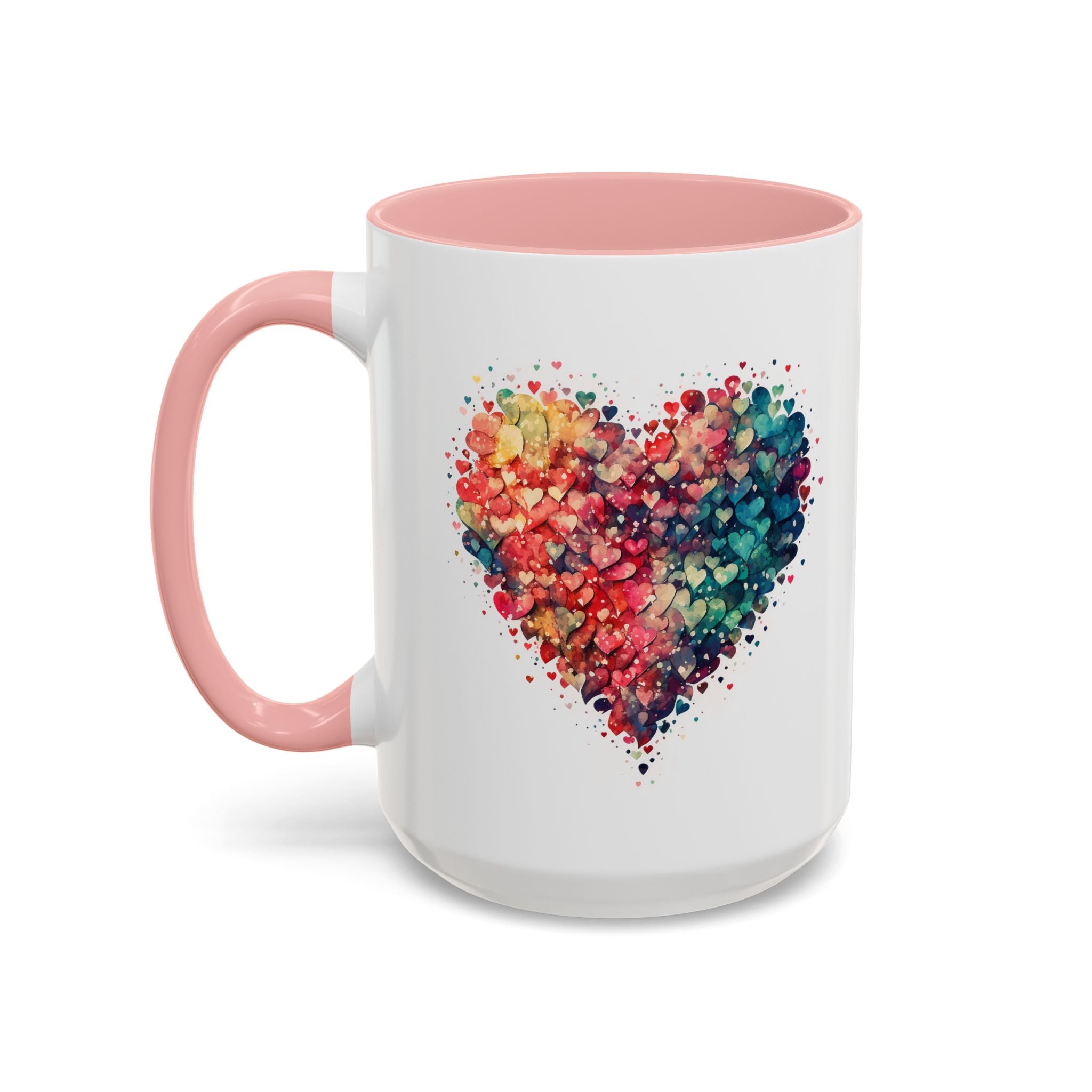 Watercolor Heart Coffee Mug, Heart Mug, Two-Tone Coffee Mugs, 11oz & 15oz Mug, Watercolor Heart Mug