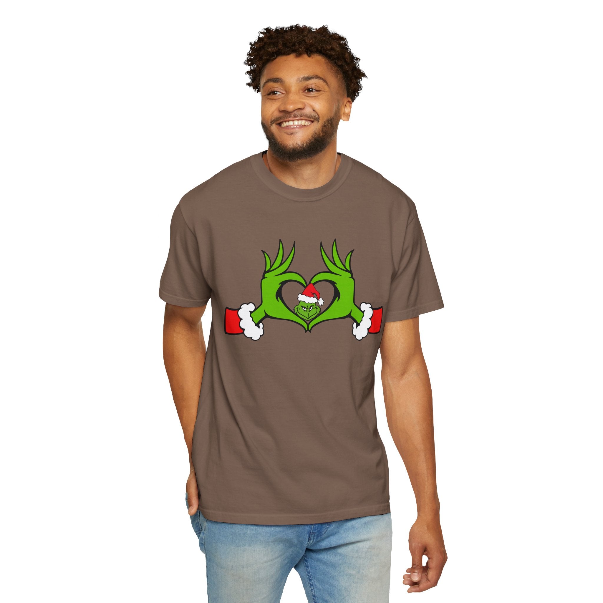 Grinch Heart Hands Graphic Tees, Grinch T-Shirt, Christmas Shirt, Xmas Clothing, Holiday T Shirts, Christmas Gifts, Christmas Party Shirt, Grinchmas T-shirt