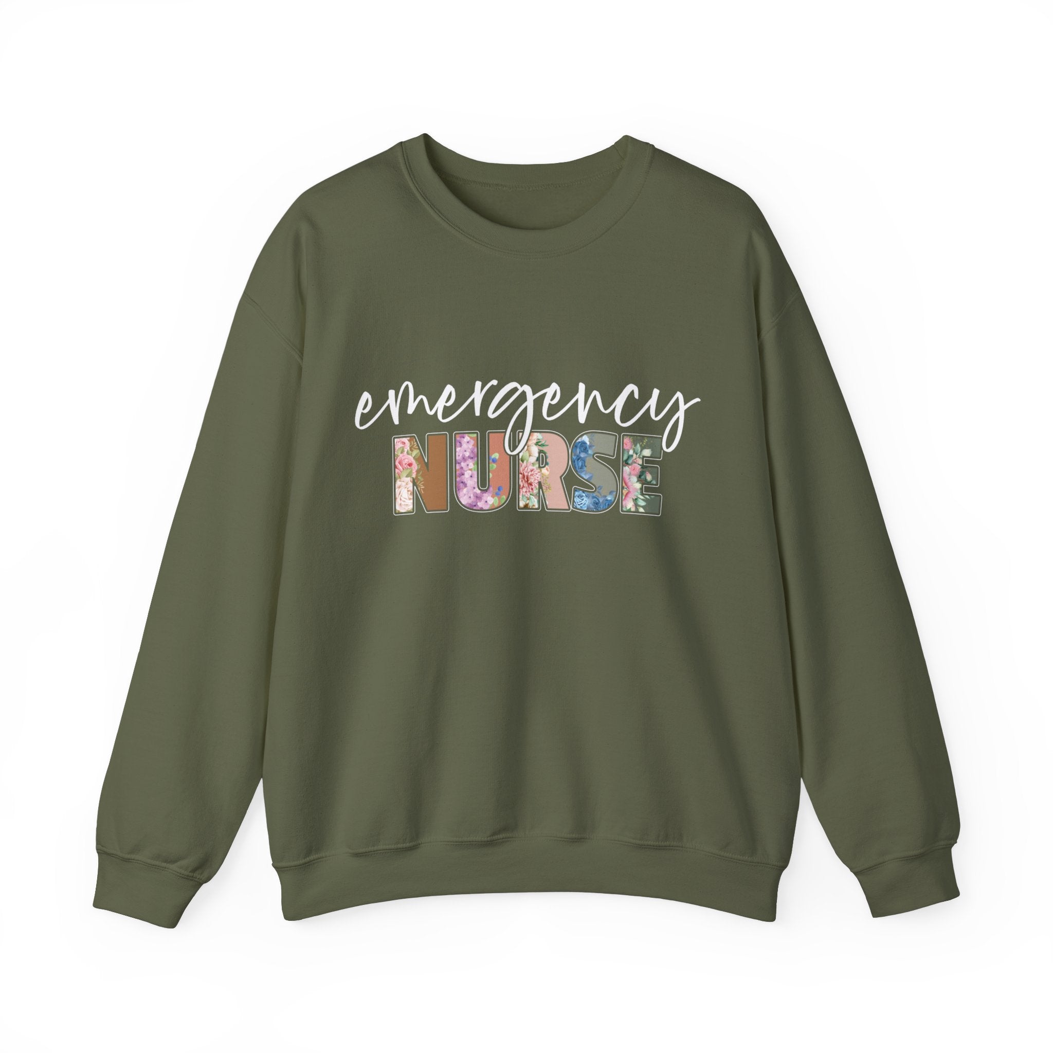 Floral Emergency Nurse Sweatshirt, Emergency Nurse Shirt Crewneck, ER Nurse Sweatshirt, Emergency Department Shirt Sweatshirt, Emergency Room Nurse