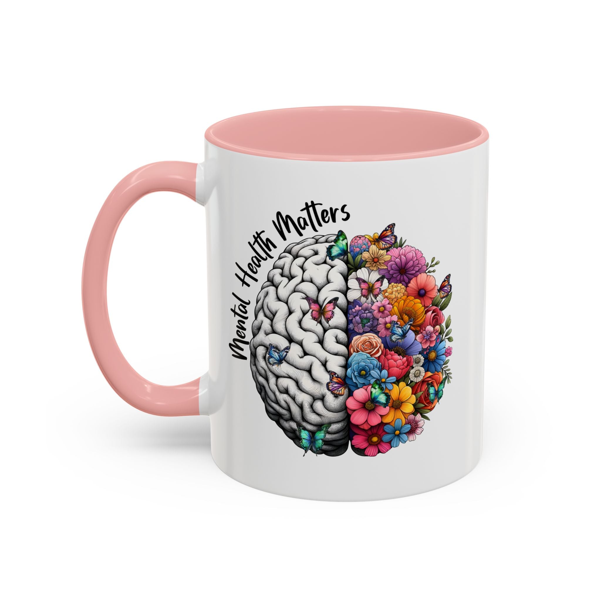 Mental Health Matters, Mental Health Coffee Mug, School Psychologist Mug, Inspirational Gift, Mental Health Awareness Mug, Floral Brain Mug