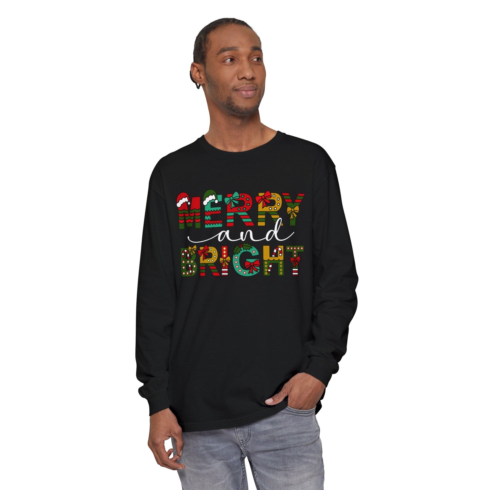 Merry and Bright Christmas Long Sleeve Shirts Christmas Shirts For Women Merry and Bright Shirt Cute Festive Gift Festive Holiday Shirts Cute XMAS Gift