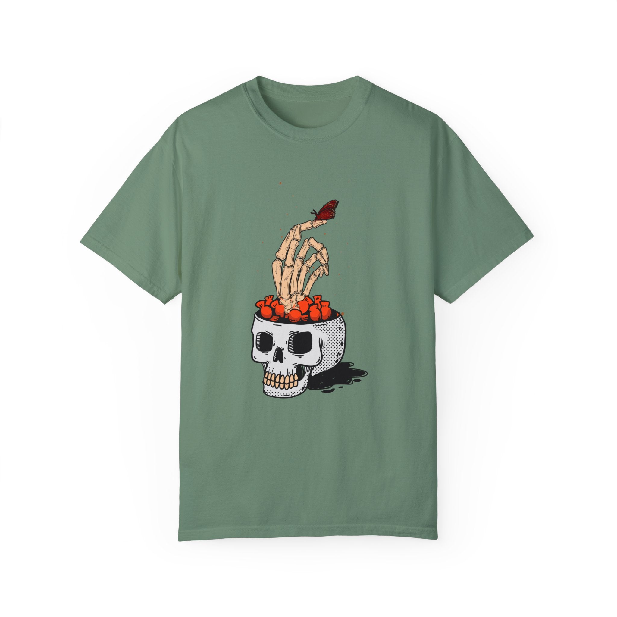 Skull skeleton hand halloween T-Shirt, Skeleton Hand T-Shirt, Skeleton Shirt, Horror Gift, Skeleton Rock Tee, Rock and Roll Shirt, Comfort Colors Shirt