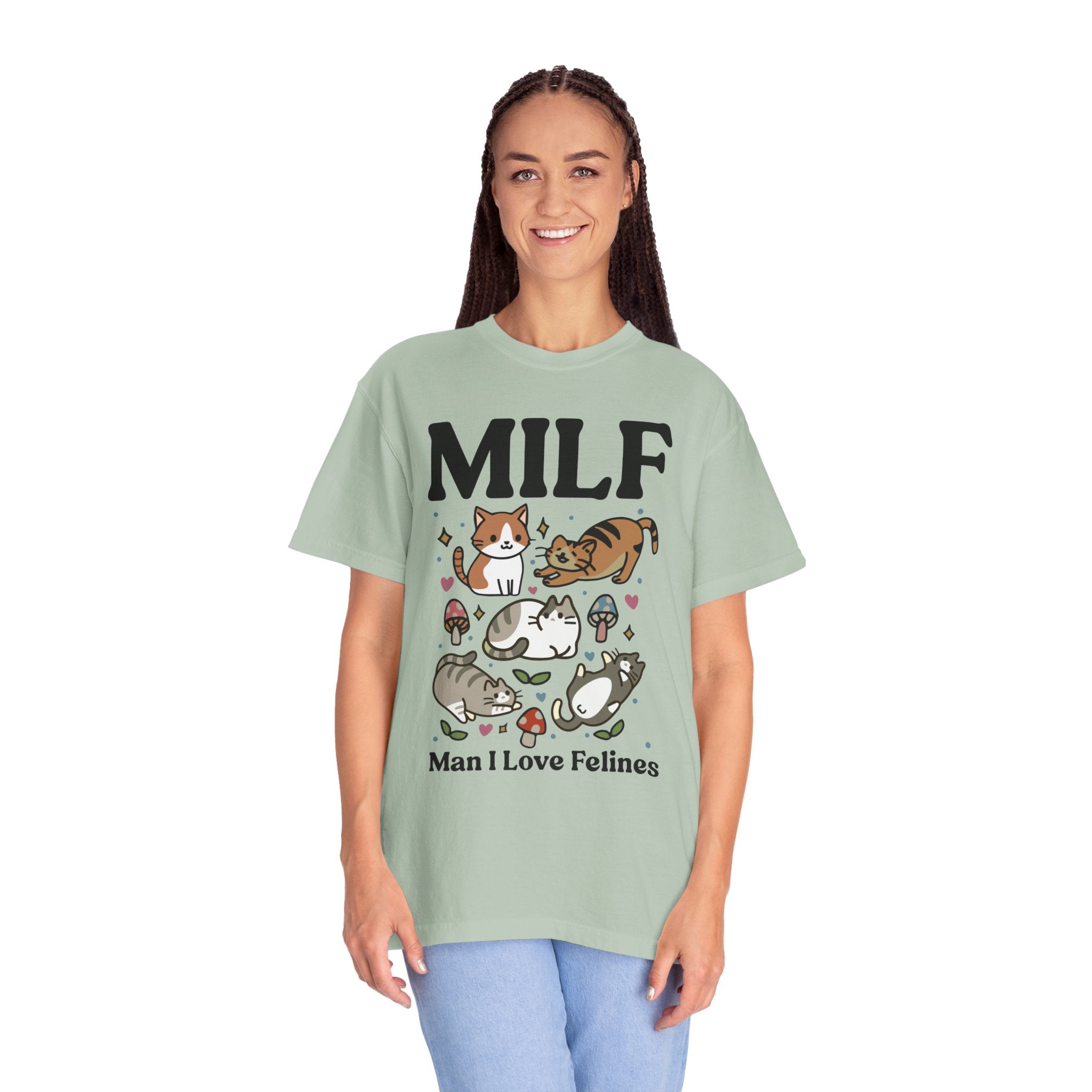 Retro Feline Tshirt, Funny MILF Cat Shirt, Cottagecore kitty Tee, UNISEX T-shirt, Man I love Felines Shirt, Girlfriend gift