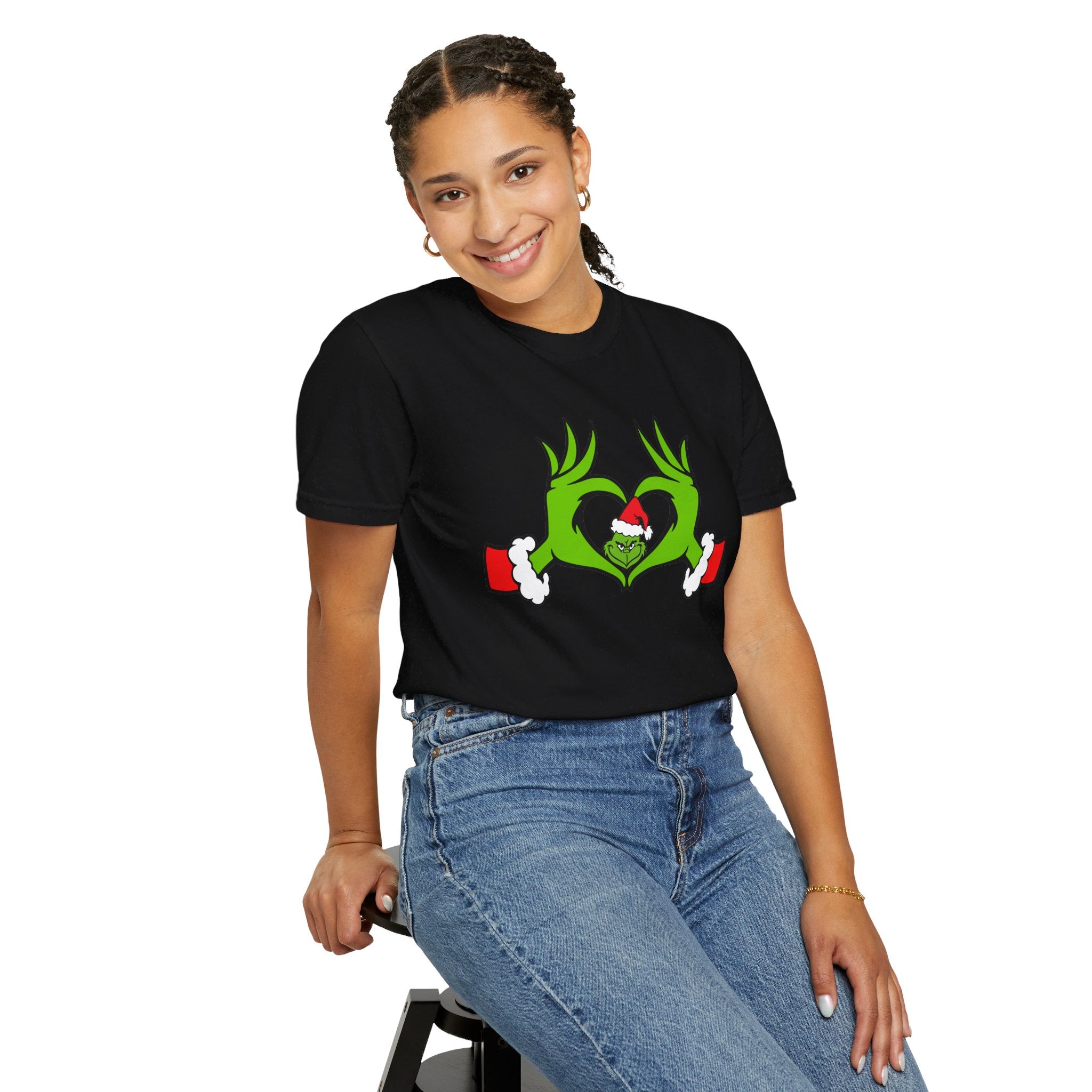 Grinch Heart Hands Graphic Tees, Grinch T-Shirt, Christmas Shirt, Xmas Clothing, Holiday T Shirts, Christmas Gifts, Christmas Party Shirt, Grinchmas T-shirt