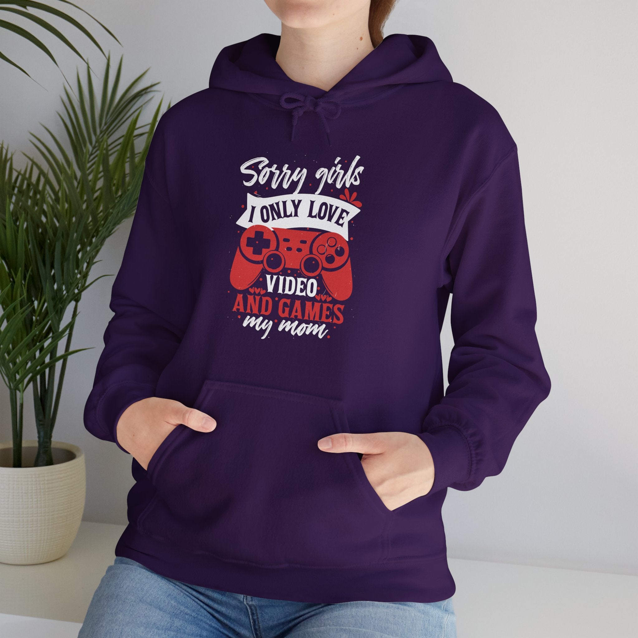 Sorry Girls I Only Love Video Games And My Mom Hoodie, Happy Valentine Day, Anti Valentine Funny Valentine Hoodie