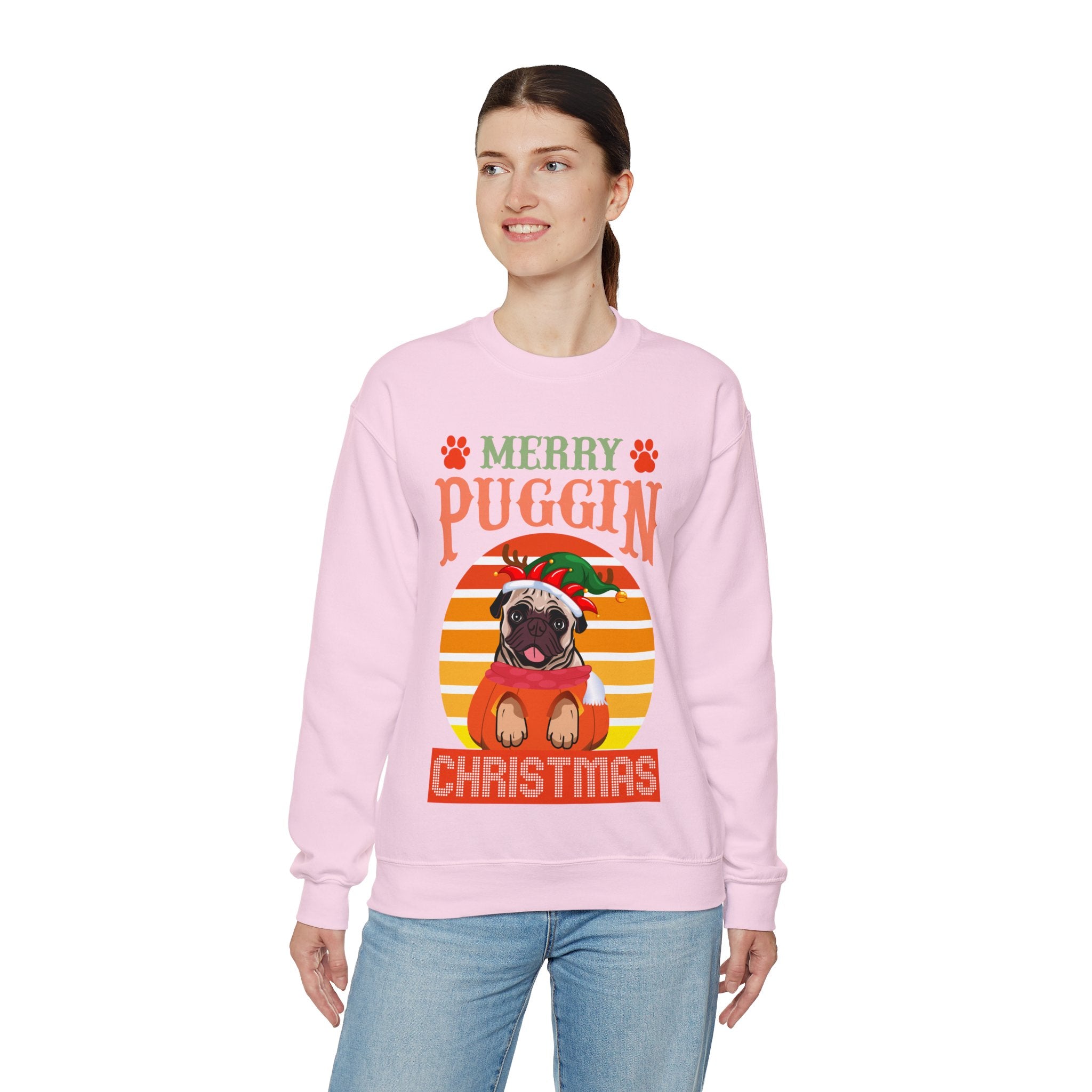 Pug Christmas Sweatshirt, Dog Lover Gift, Holiday Sweaters, Christmas Pugs Shirt, Pug In Santa Hat, Dog Mom Shirt, Santa Pug Shirt