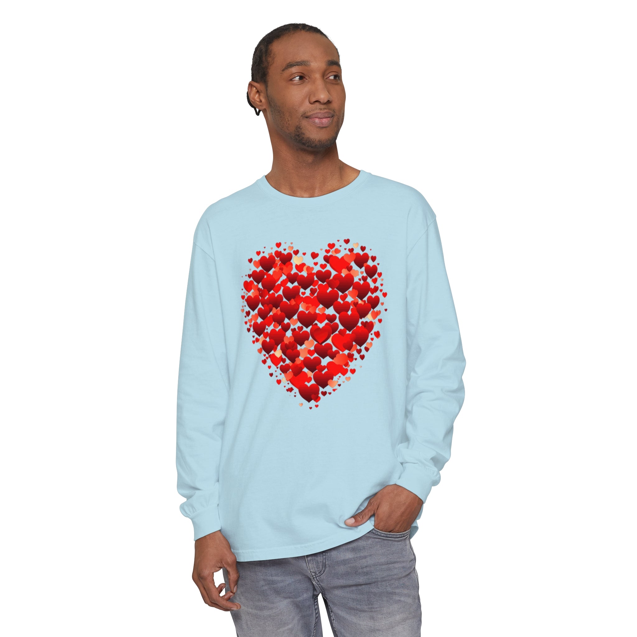 Valentines Day Red Heart Long Sleeve T-Shirt, Anniversary Love Long Sleeve Shirt, Double Heart Sweatshirt, Birthday Red Heart Shirt, Mothers Day Tee