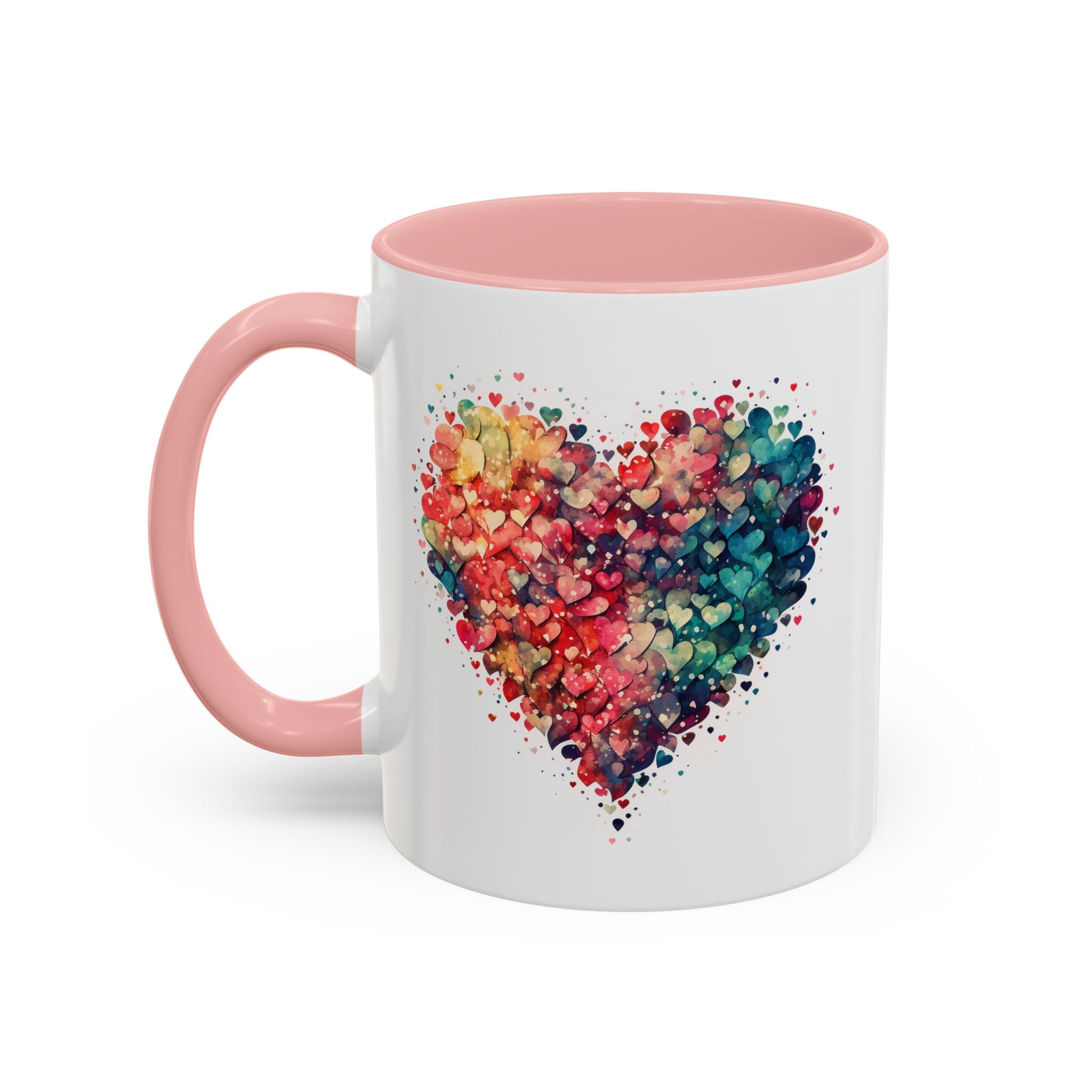 Watercolor Heart Coffee Mug, Heart Mug, Two-Tone Coffee Mugs, 11oz & 15oz Mug, Watercolor Heart Mug