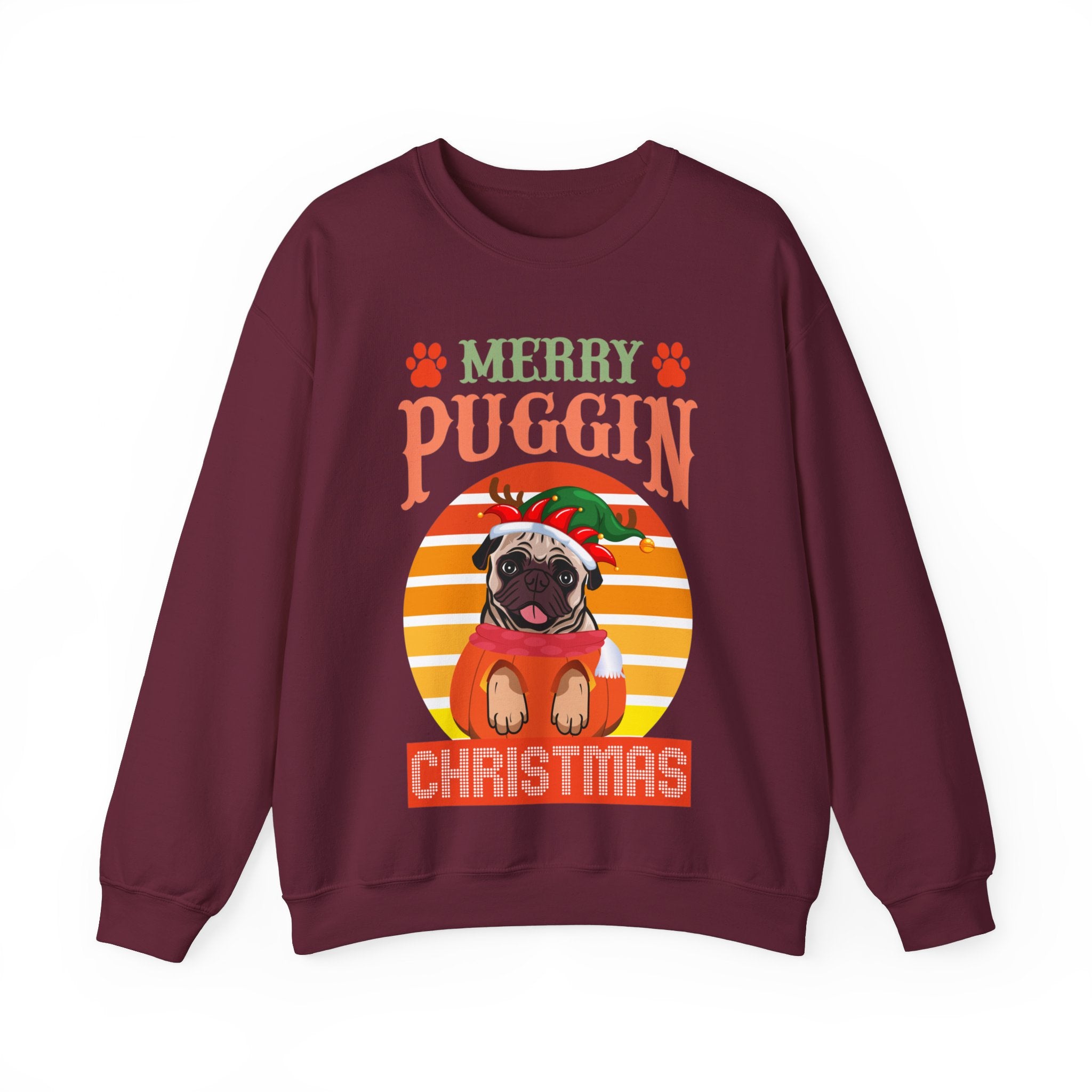 Pug Christmas Sweatshirt, Dog Lover Gift, Holiday Sweaters, Christmas Pugs Shirt, Pug In Santa Hat, Dog Mom Shirt, Santa Pug Shirt
