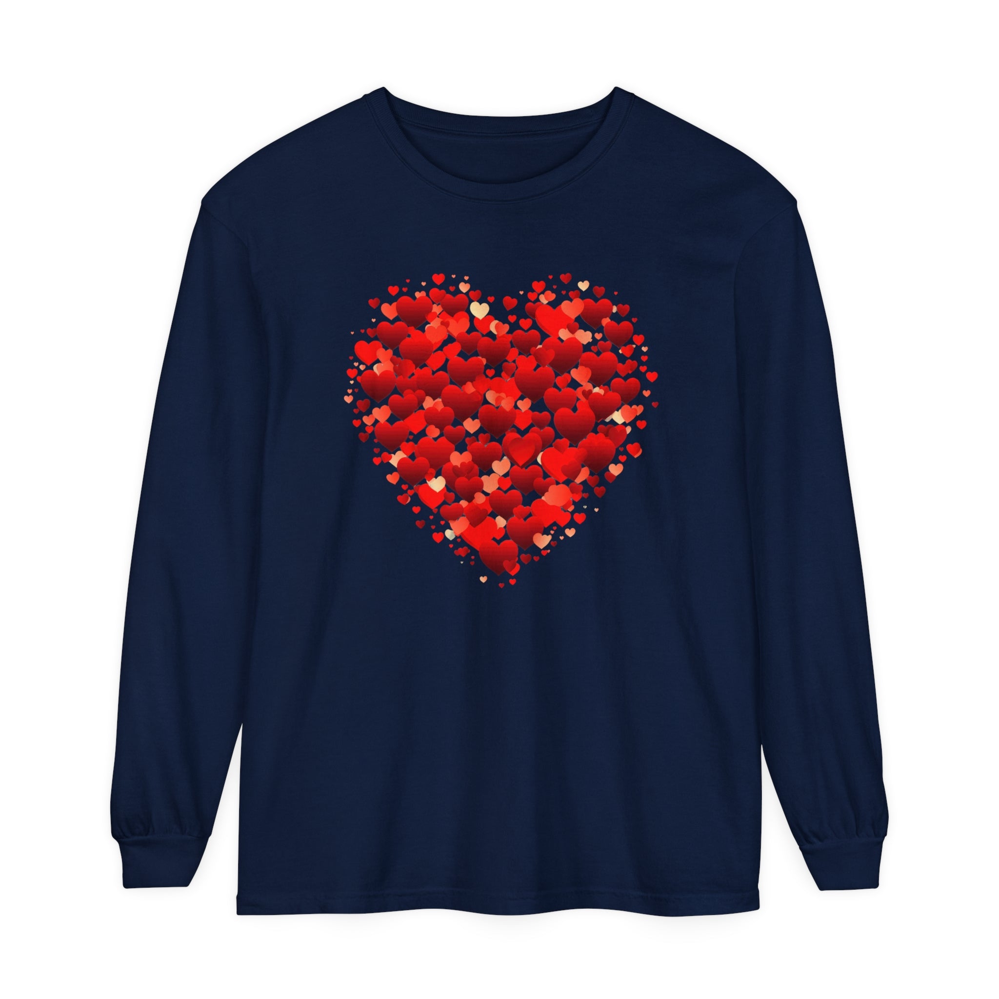 Valentines Day Red Heart Long Sleeve T-Shirt, Anniversary Love Long Sleeve Shirt, Double Heart Sweatshirt, Birthday Red Heart Shirt, Mothers Day Tee