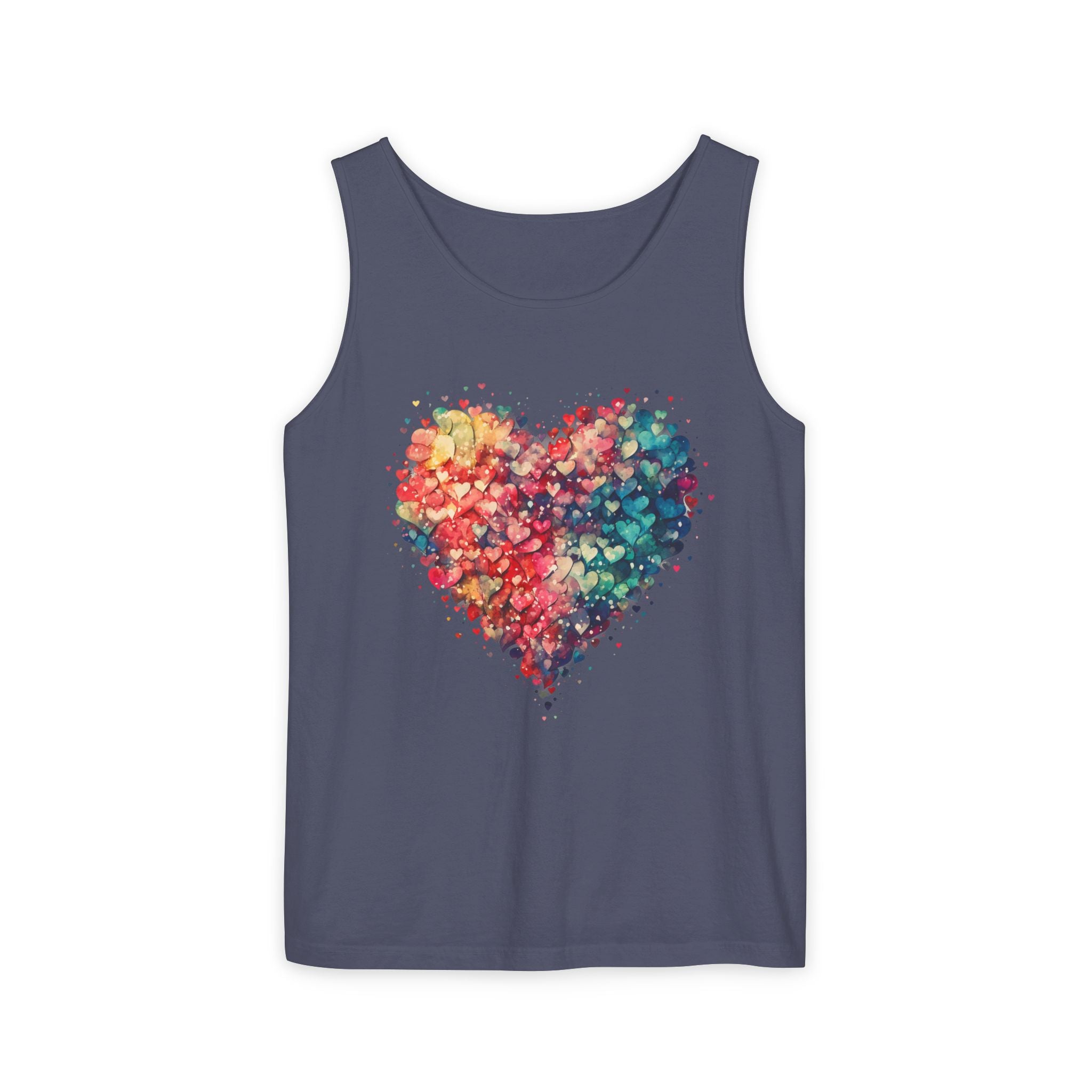 Watercolor Hearts Tank Top, Colorful Heart Shirt, Cute Heart Valentines Love Tank Top, Beautiful Watercolor Heart, Hearts Layered Design, Hearts Tank