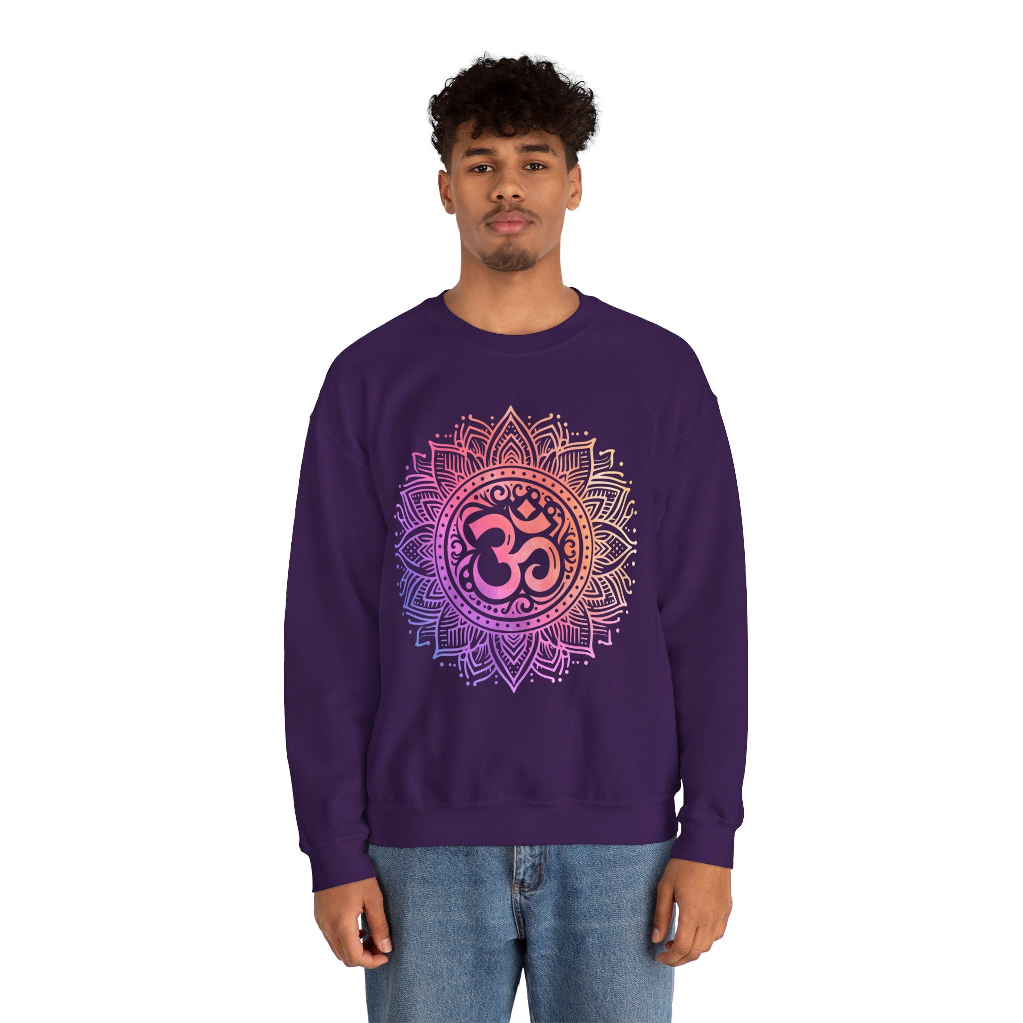 Om Mandala Sacred Geometry Sweatshirt Yoga Art Meditation Mindfulness Gift Boho Aesthetic Clothing