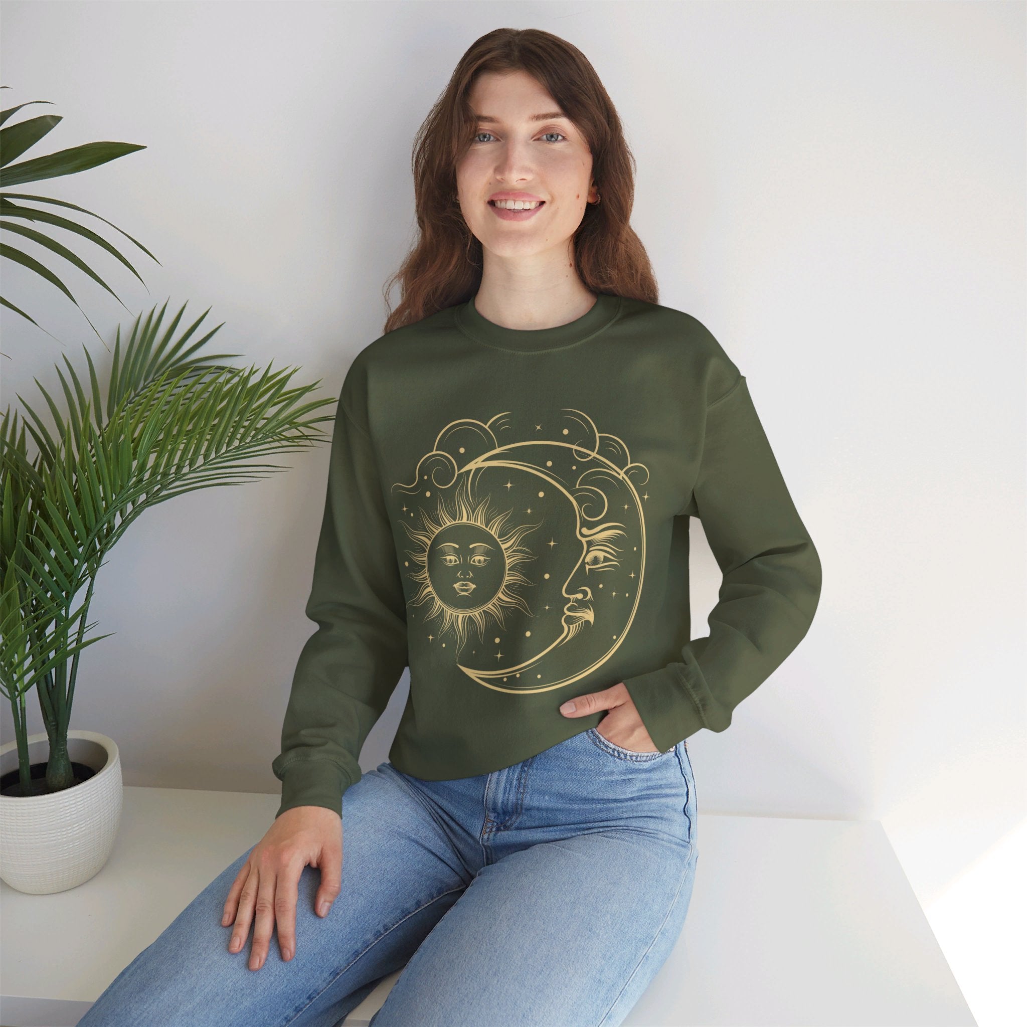 Sun and Moon Crewneck, Celestial Sweatshirt, Boho Sun and Moon Shirt, Hippie Hoodie, Retro Shirt, Vintage Style