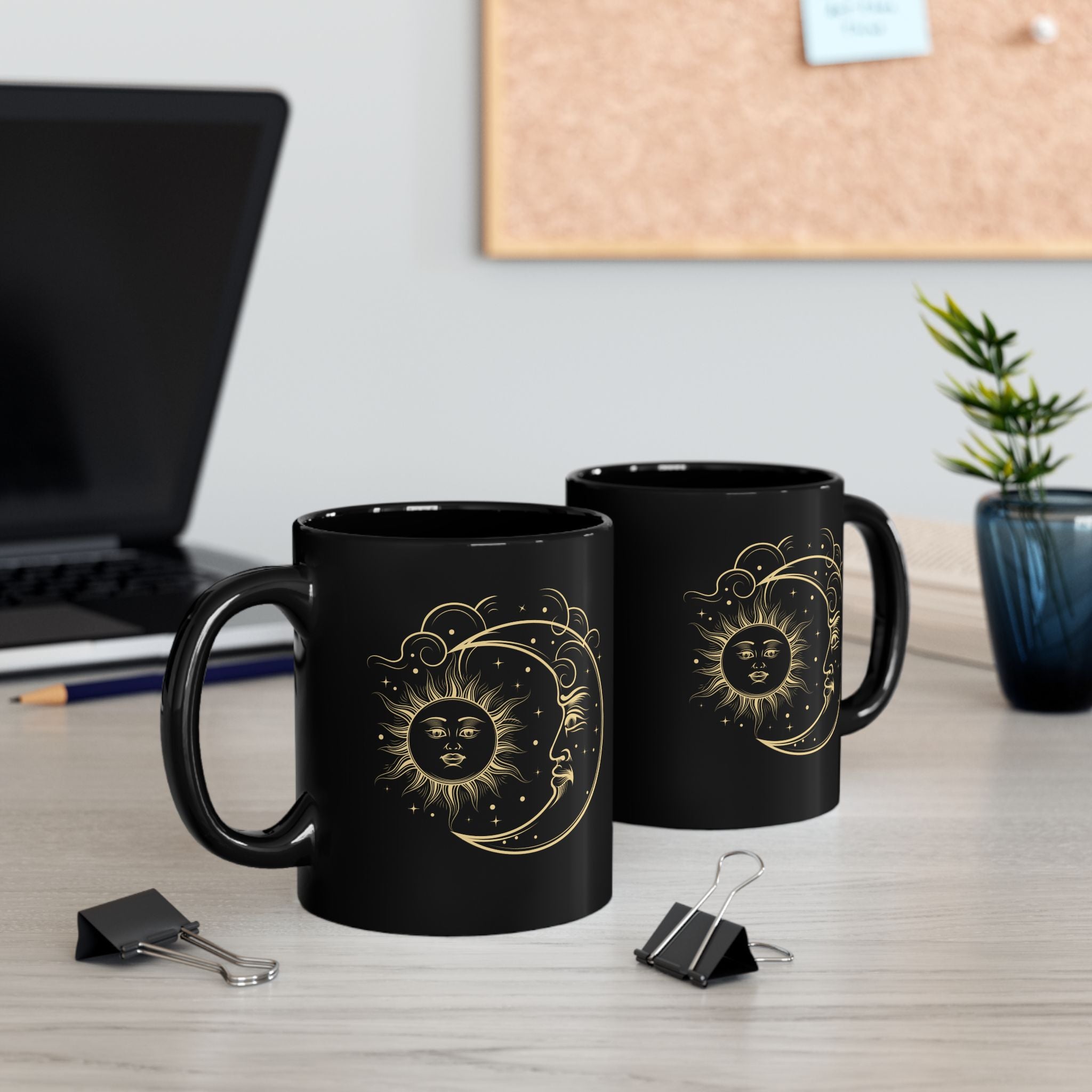 Sun and Moon Mug, Celestial Objects Coffee Mug, Vintage Astrological Gift for Astrologer, Zodiac, Horoscope, Moon Phases