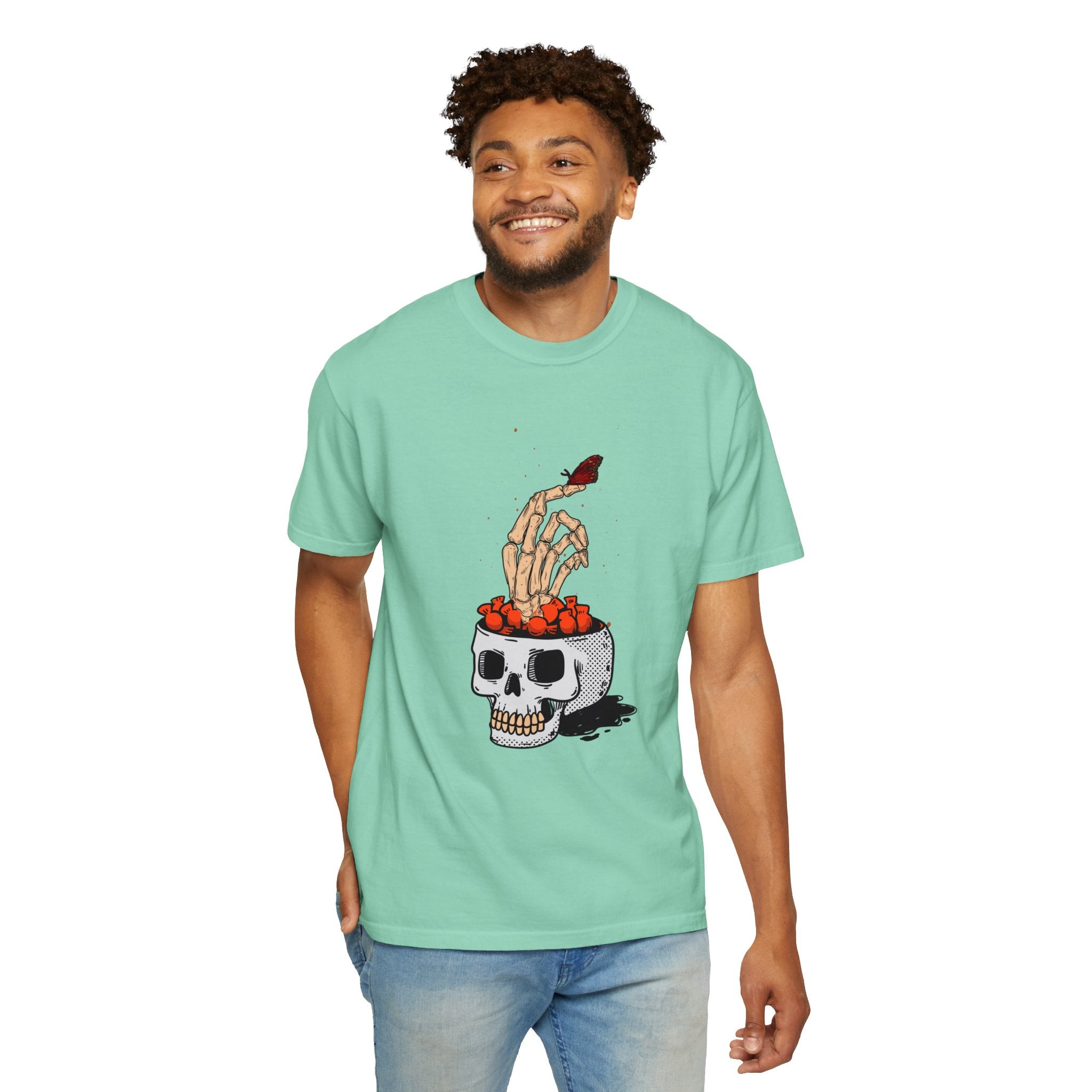 Skull skeleton hand halloween T-Shirt, Skeleton Hand T-Shirt, Skeleton Shirt, Horror Gift, Skeleton Rock Tee, Rock and Roll Shirt, Comfort Colors Shirt